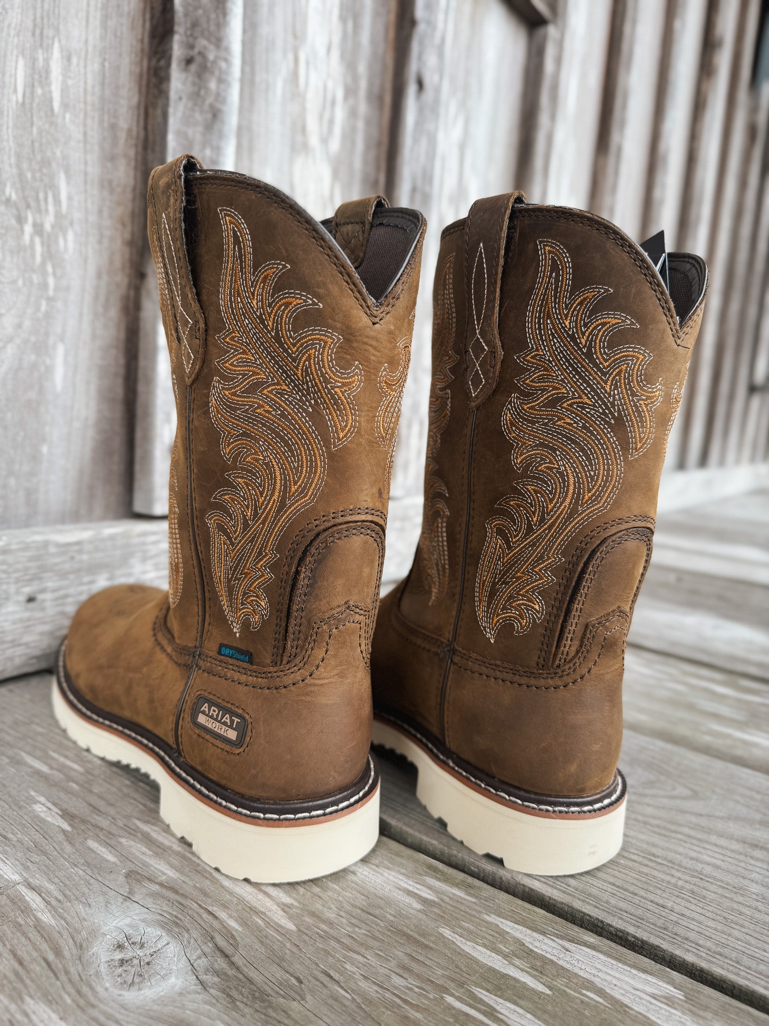 Men's Ariat Activator Argo Distressed Brown Waterproof Round Toe Work Boots