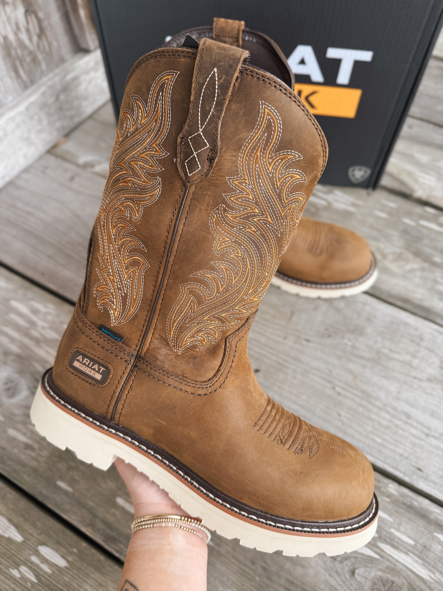 Men's Ariat Activator Argo Distressed Brown Waterproof Round Toe Work Boots