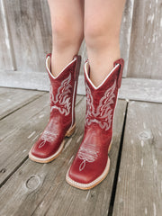 Children's Old West Brushed Red Western Boots