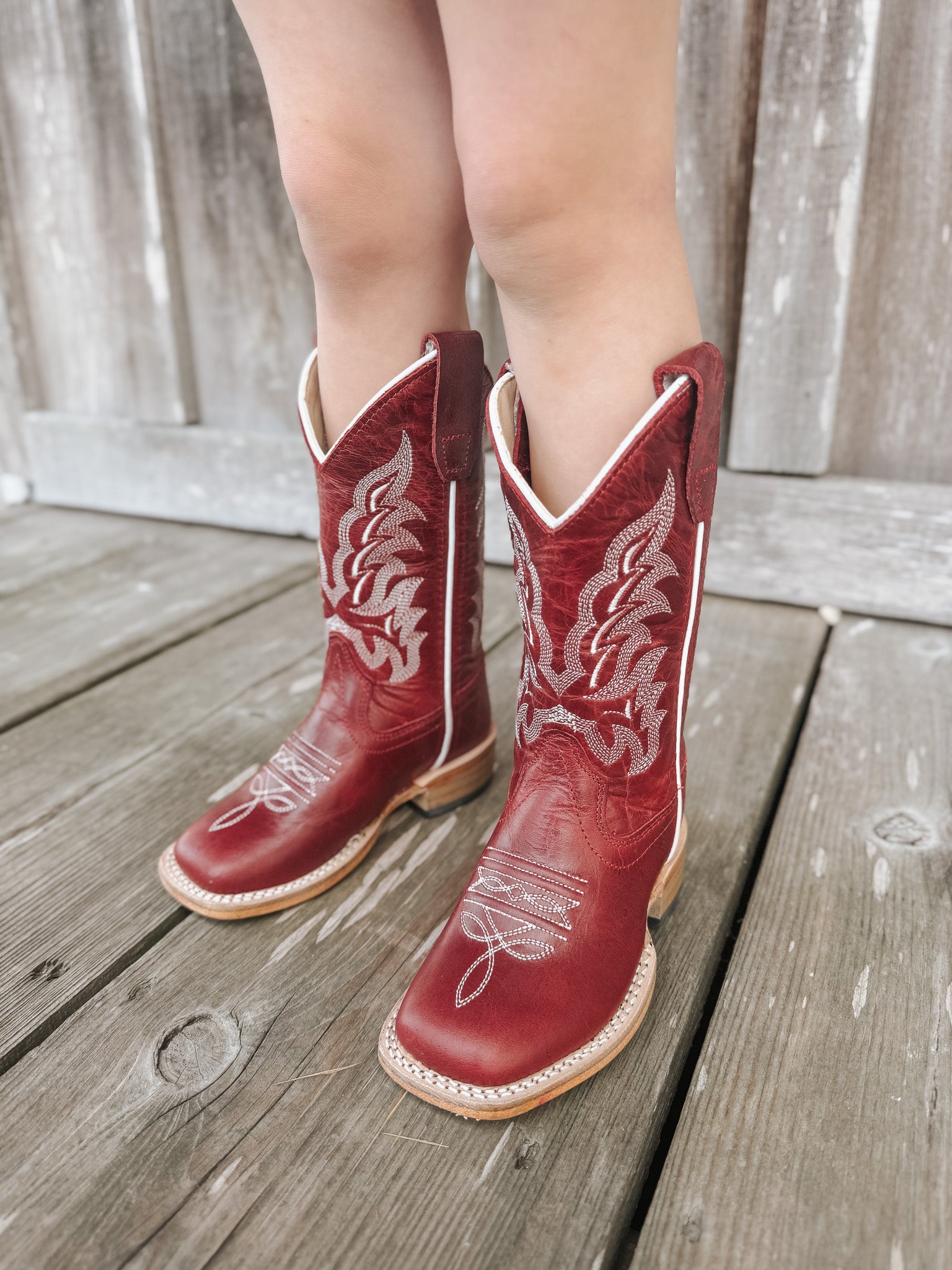 Children's Old West Brushed Red Western Boots