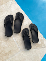 Archies Unisex Arch Support Flip Flops - Black