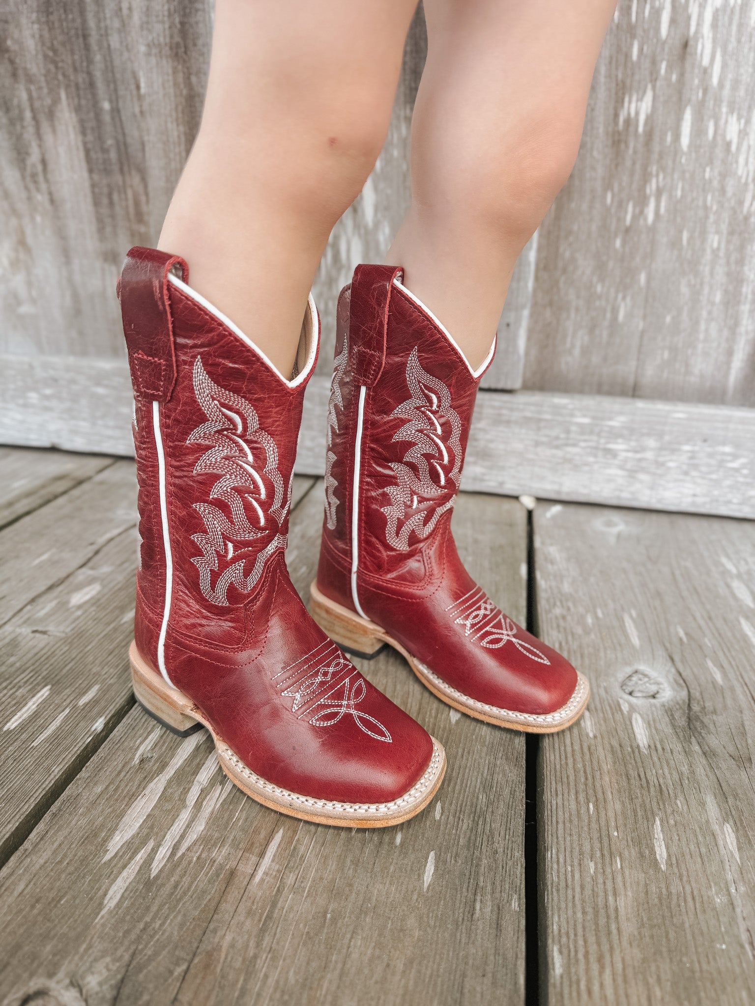 Children's Old West Brushed Red Western Boots