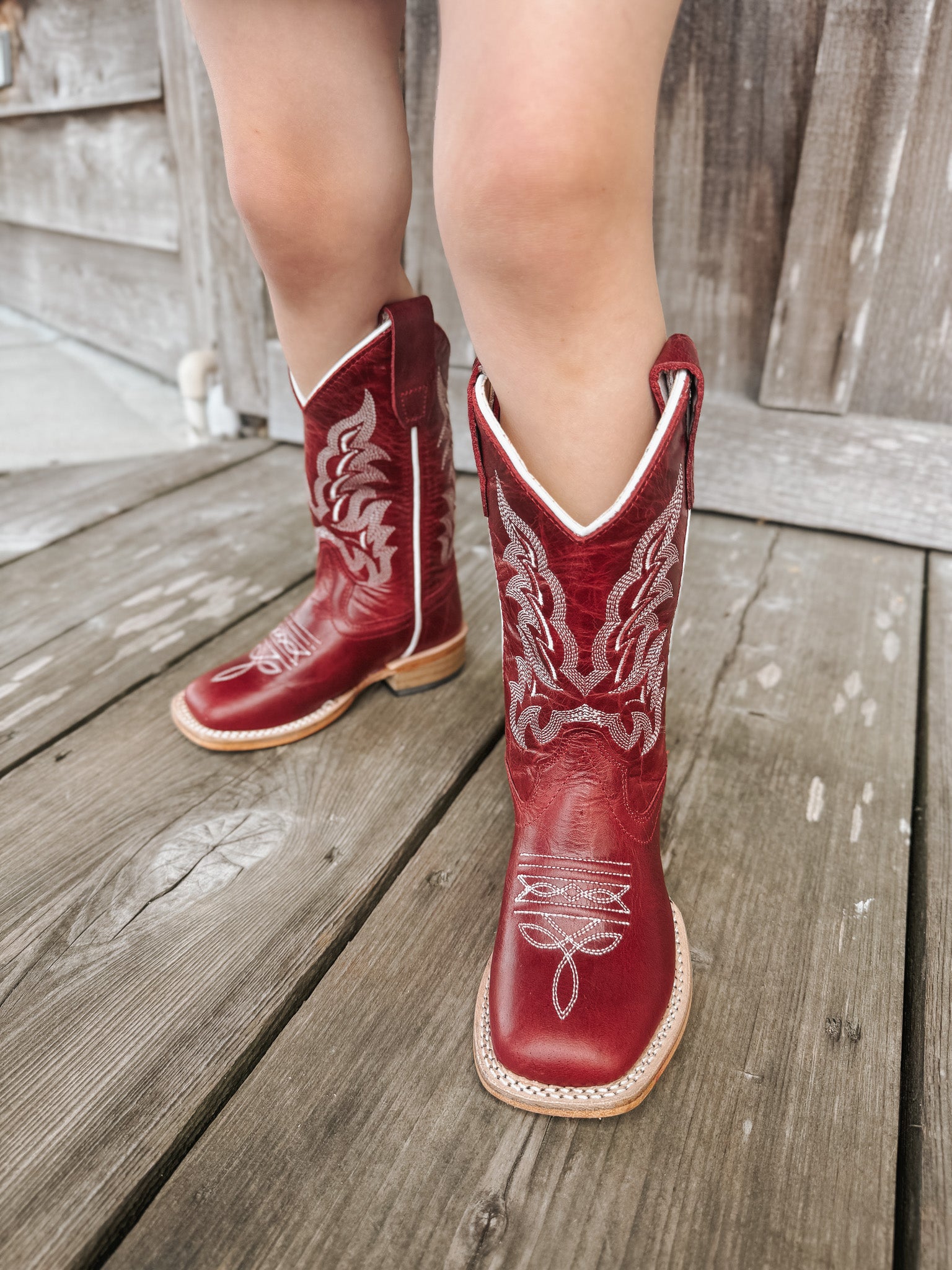 Children's Old West Brushed Red Western Boots