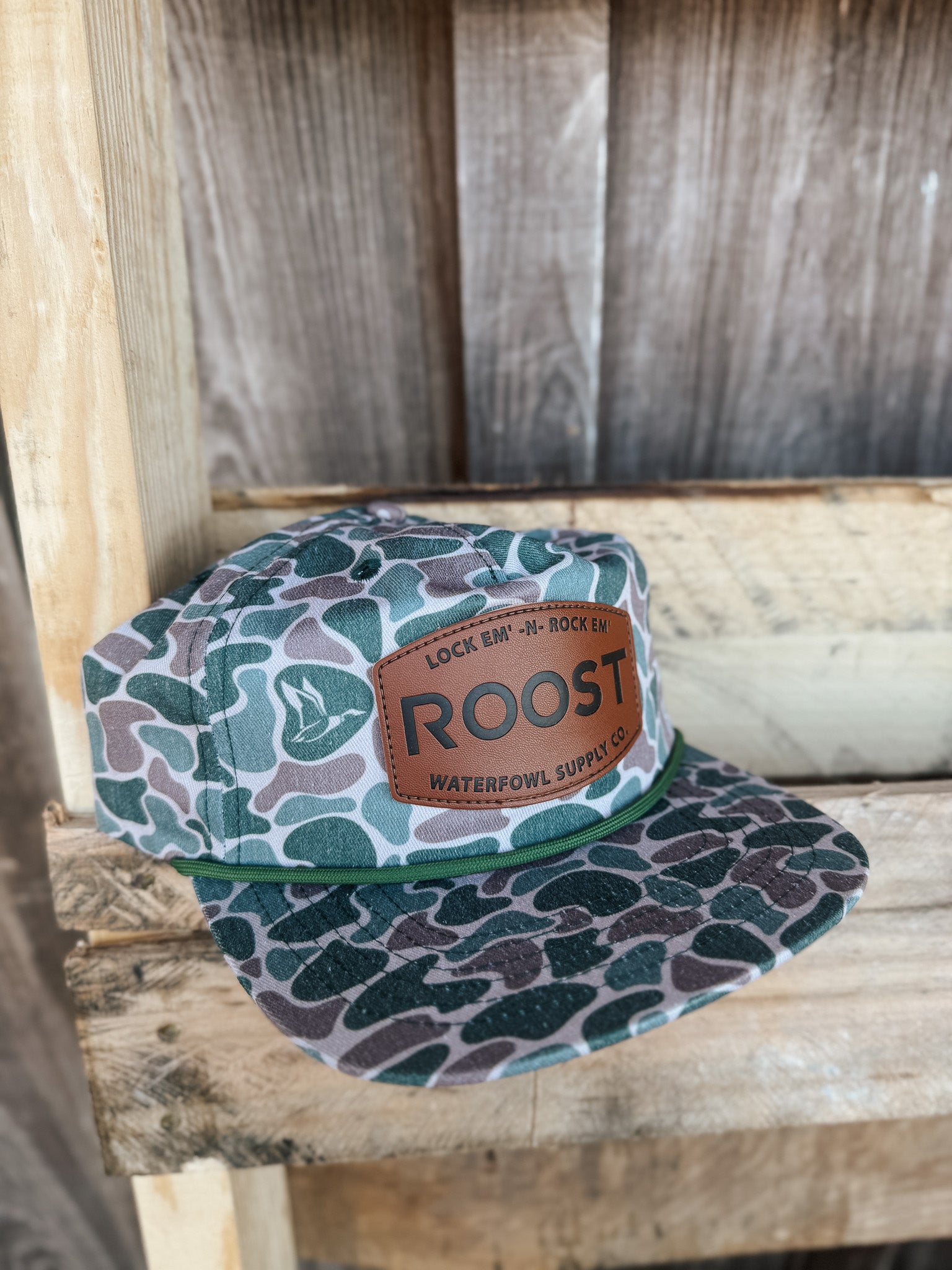 Roost Vintage Camo Leather Patch Cap