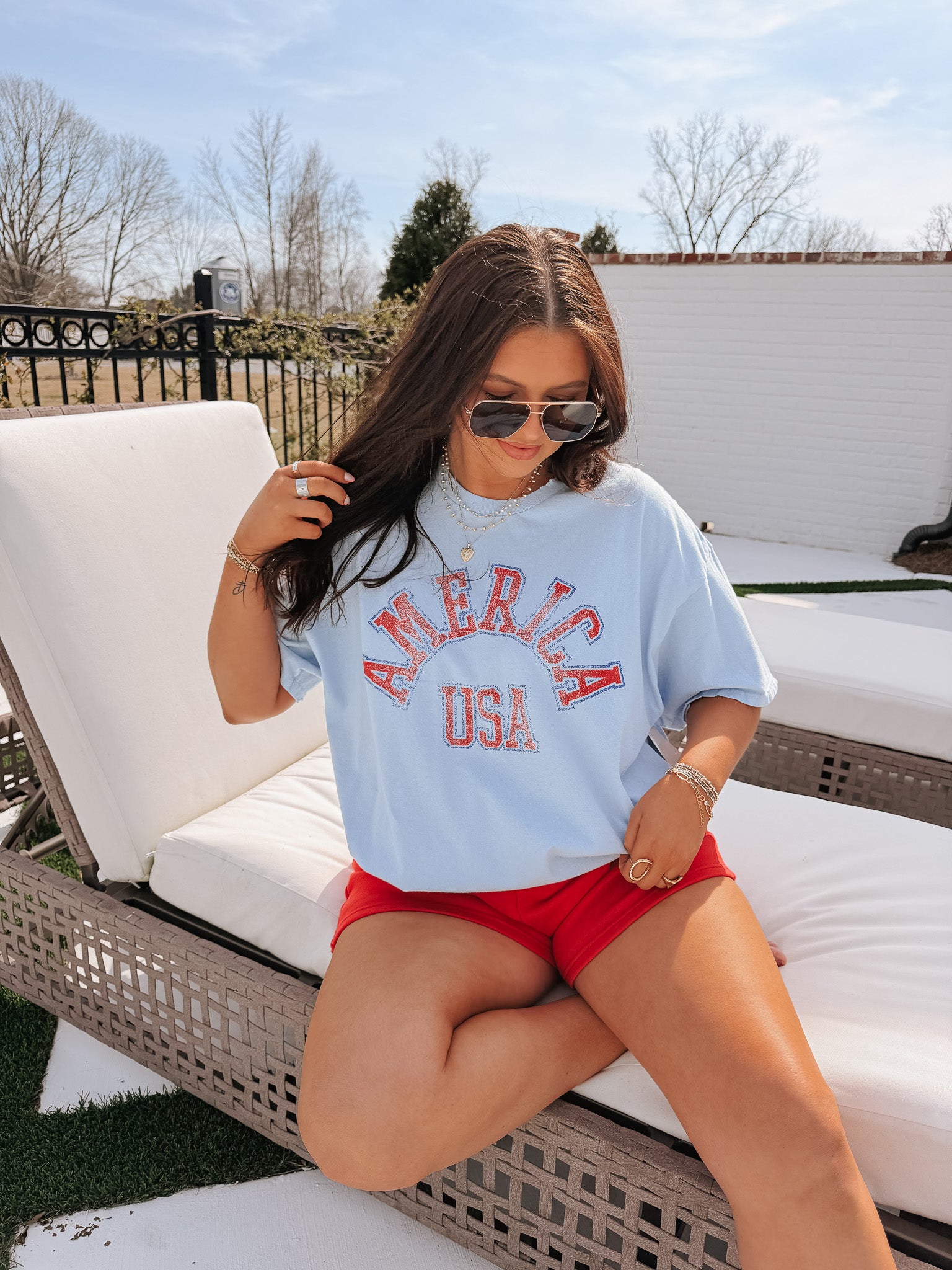 American USA Blue Tee