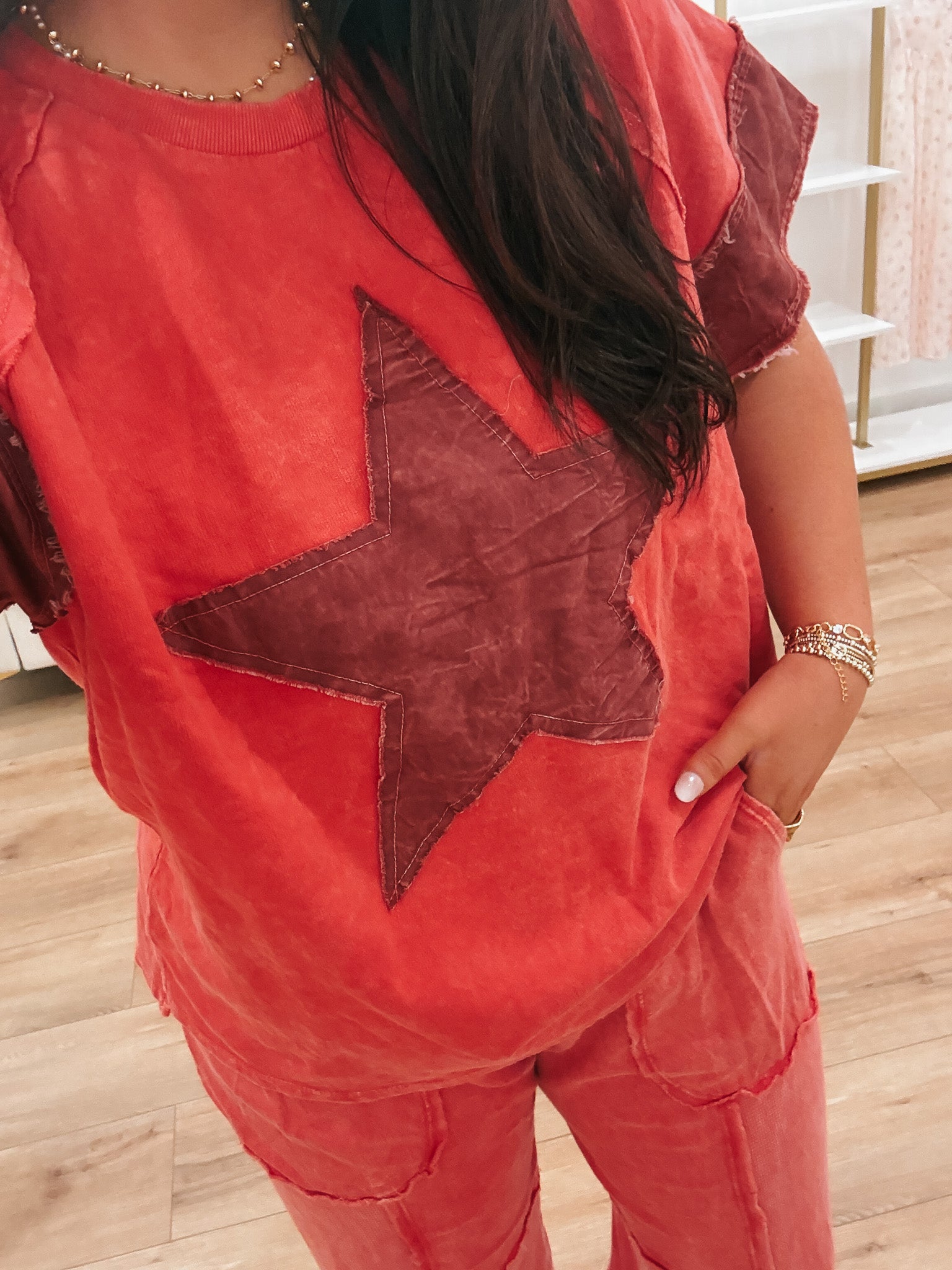 Vintage Crimson Star Top
