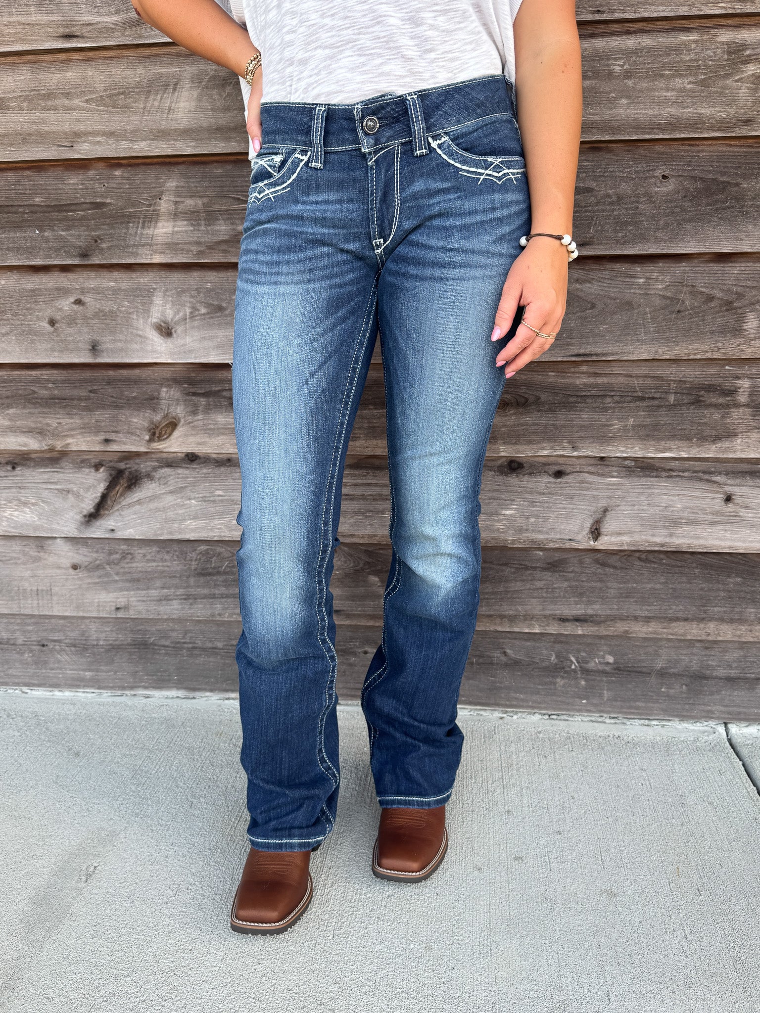 Women's Ariat R.E.A.L. Mid Rise Stretch Entwined Boot Cut Jeans