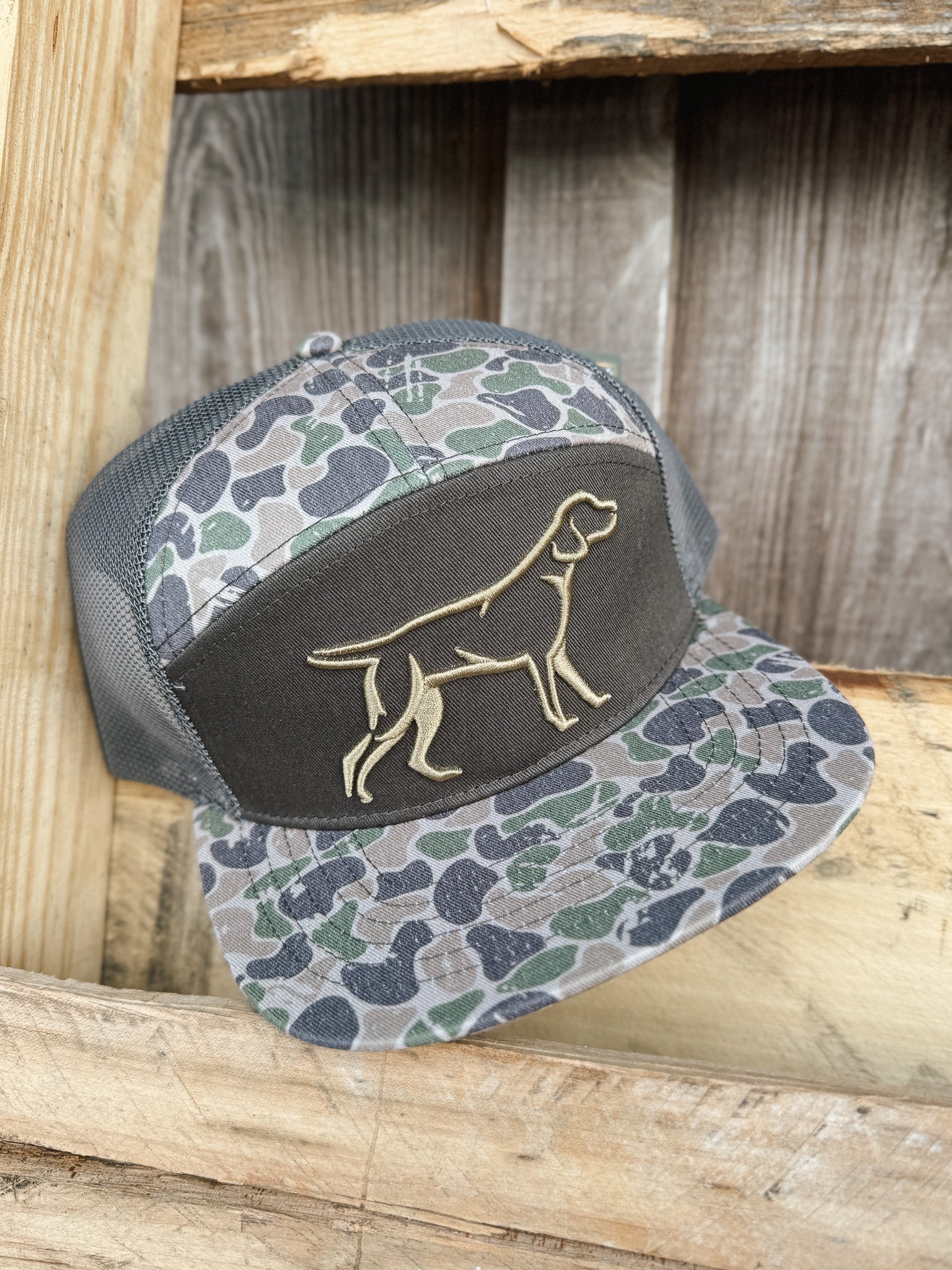 Fieldstone Grey Backwoods Camo 7 Panel 3D Puff Cap