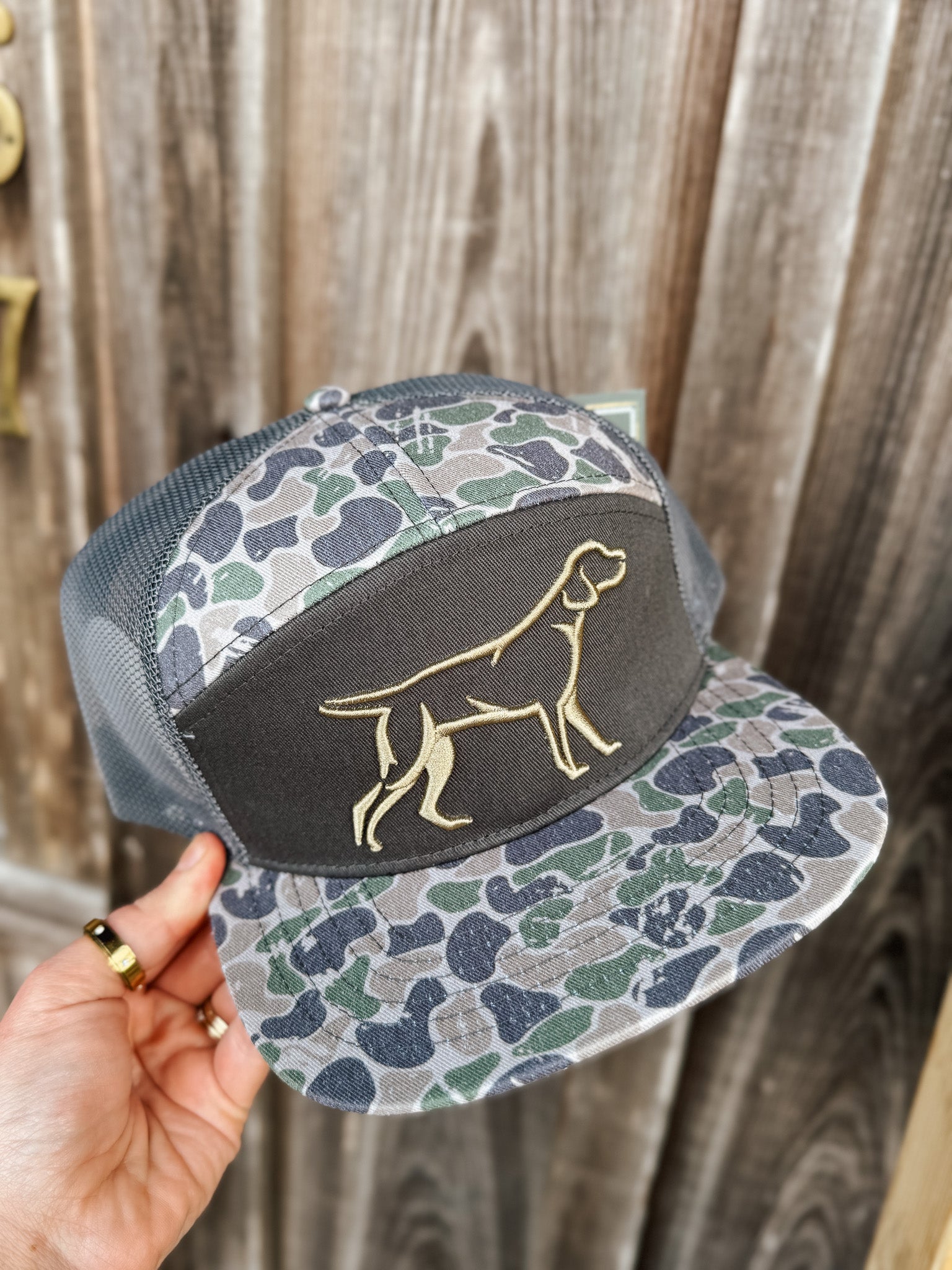 Fieldstone Grey Backwoods Camo 7 Panel 3D Puff Cap