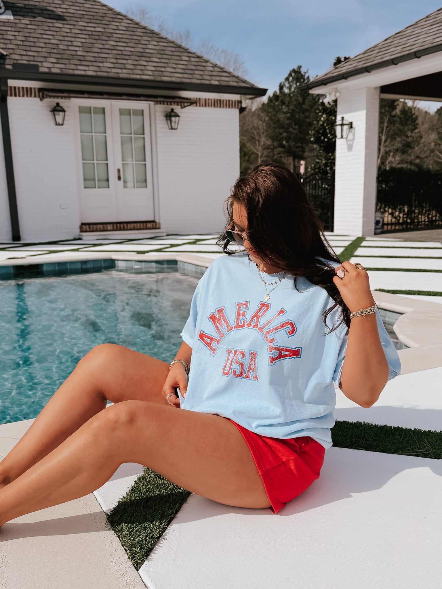 American USA Blue Tee