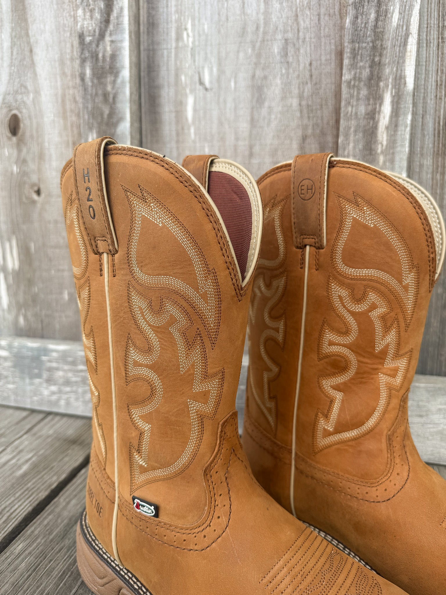 Men's Justin Stampede Rush Waterproof Square Steel Toe Work Boots