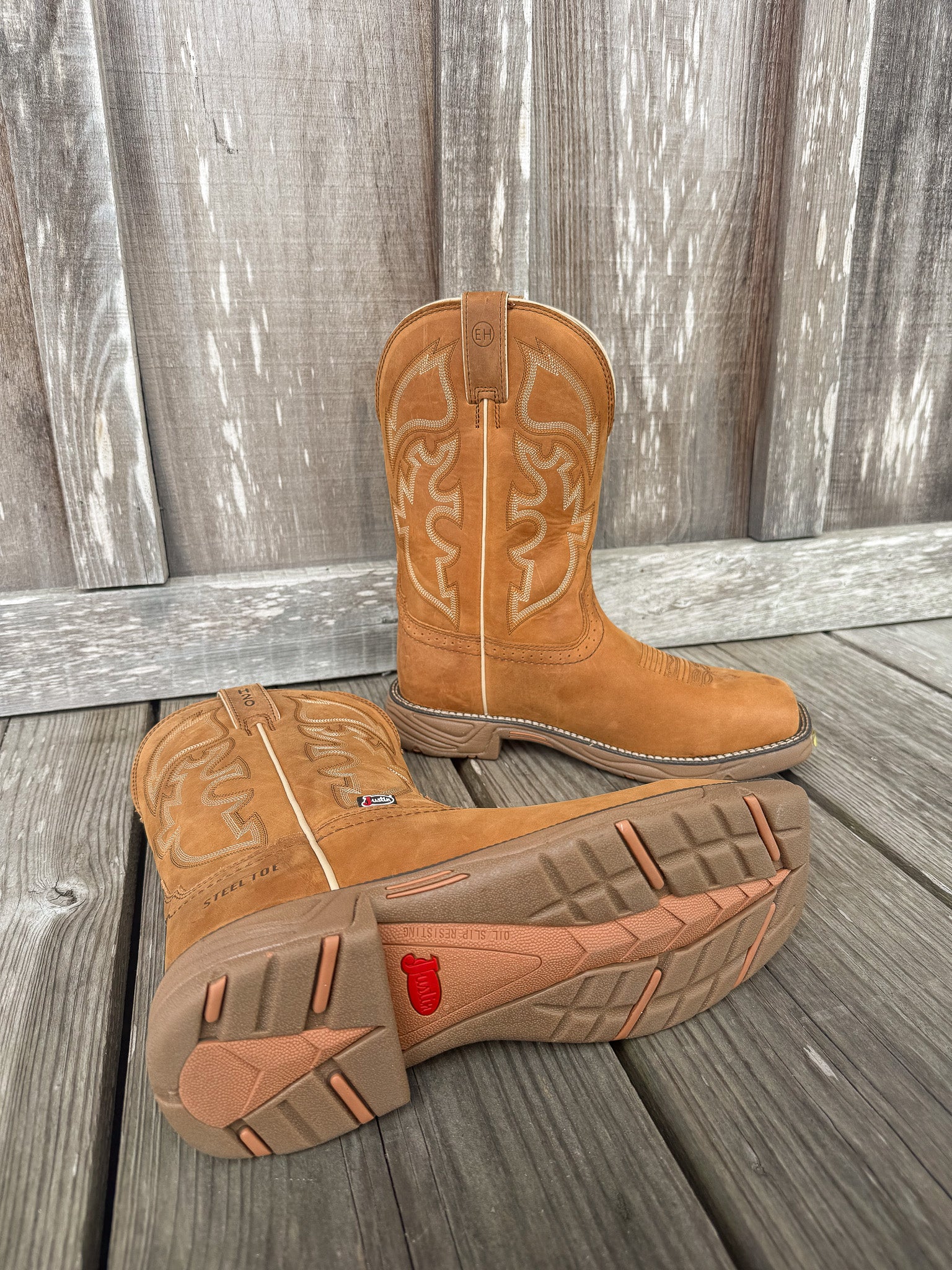 Men's Justin Stampede Rush Waterproof Square Steel Toe Work Boots