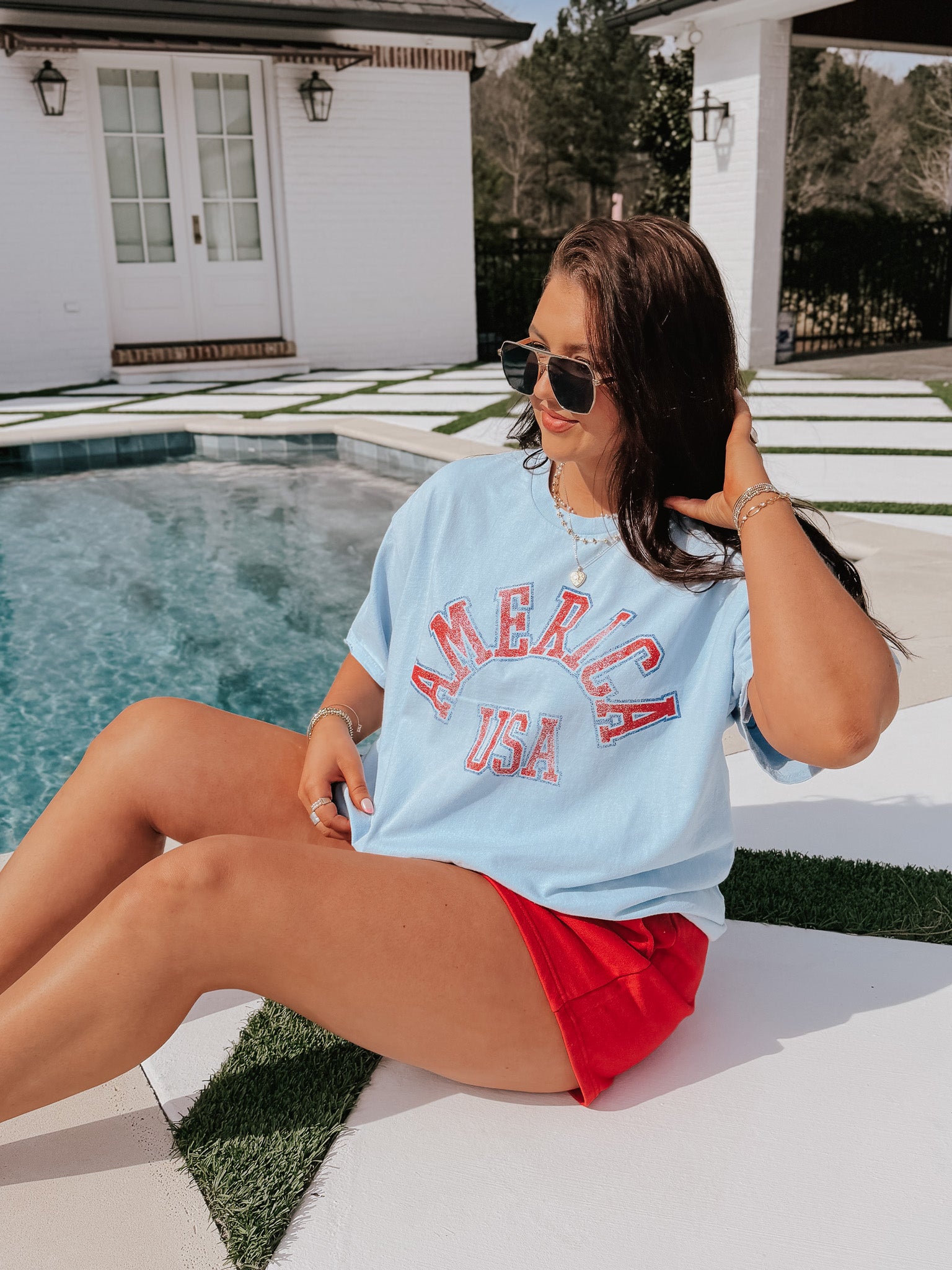 American USA Blue Tee