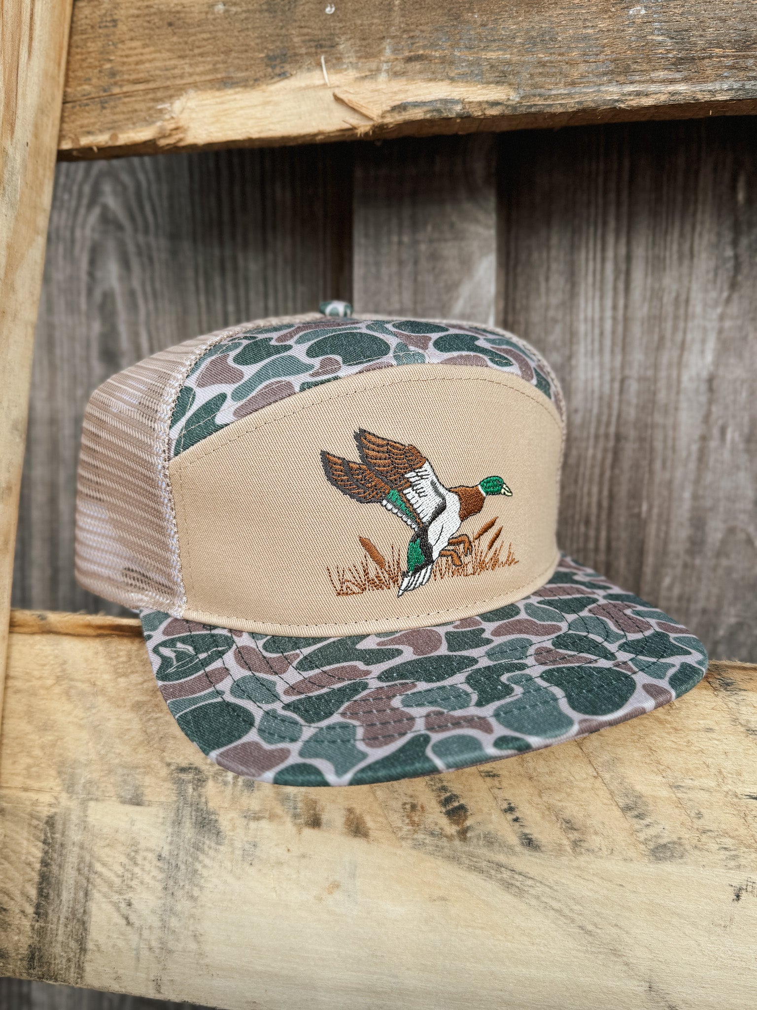 Roost 7 Panel 3D Puff Full Color Duck Logo Cap
