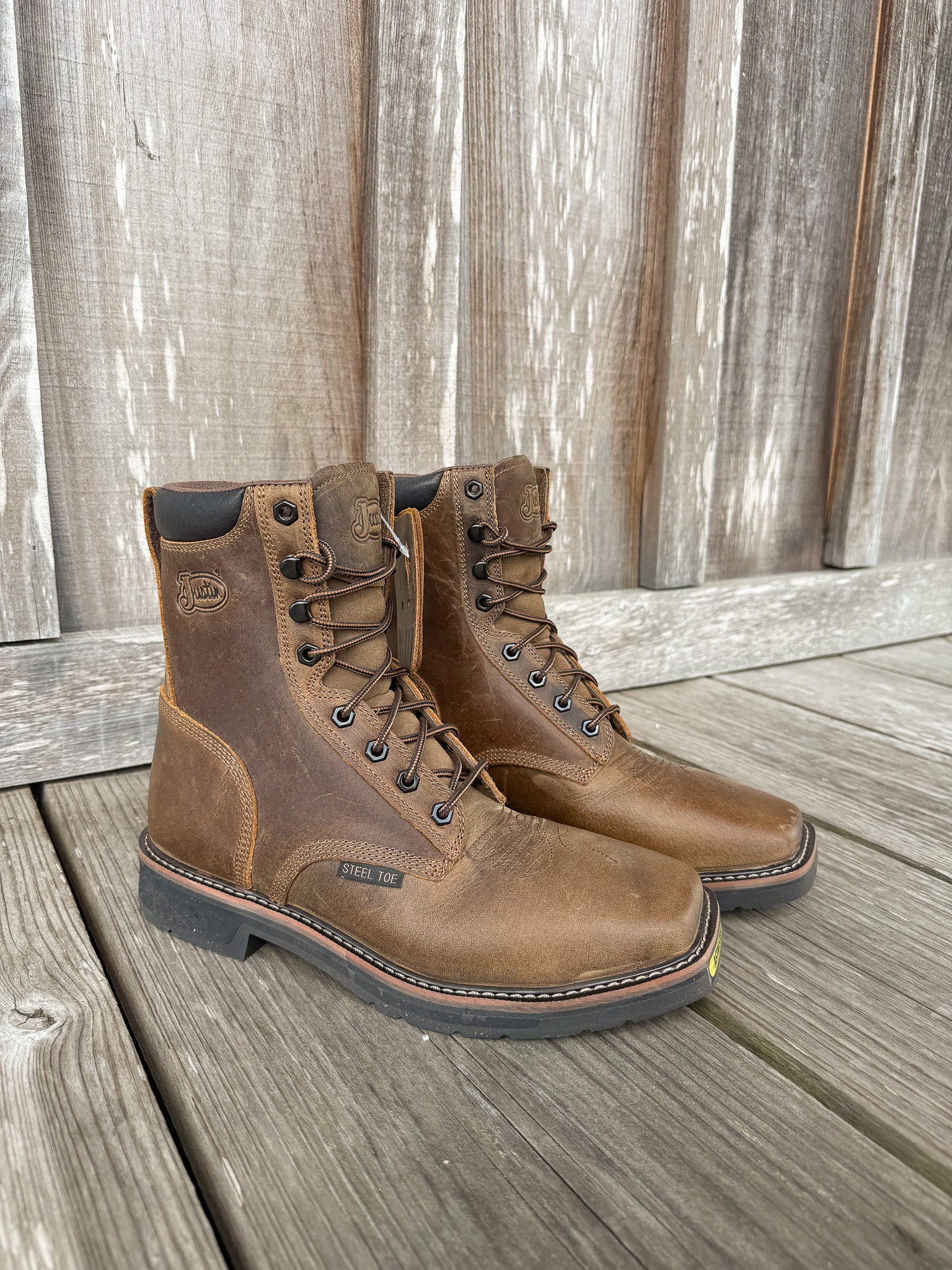 Botas con cordones y puntera de acero Justin para hombre 