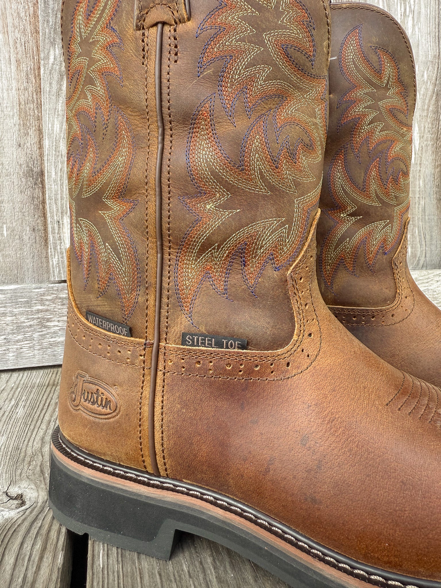 Men's Justin Driller Waterproof Square Steel Toe Work Boots