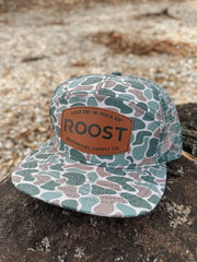 Roost 7 Panel Leather Camo Mesh Cap