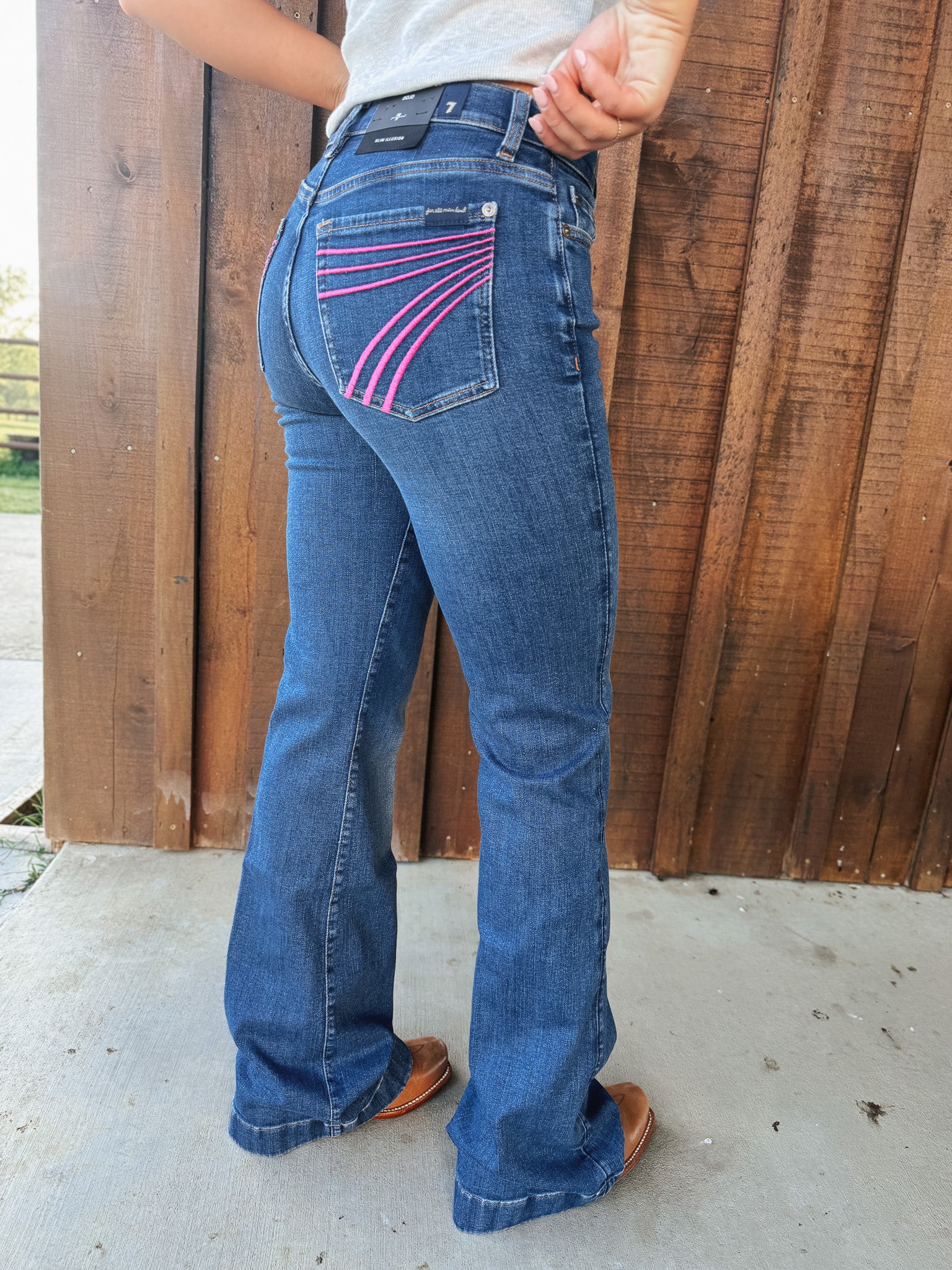 7 For All Mankind DOJO Slim Illusion Trouser Stretch Jeans | Moonwater Pink | 34"