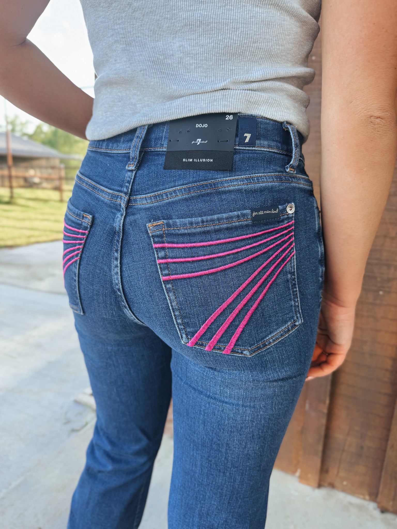 7 For All Mankind DOJO Slim Illusion Trouser Stretch Jeans | Moonwater Pink | 34"