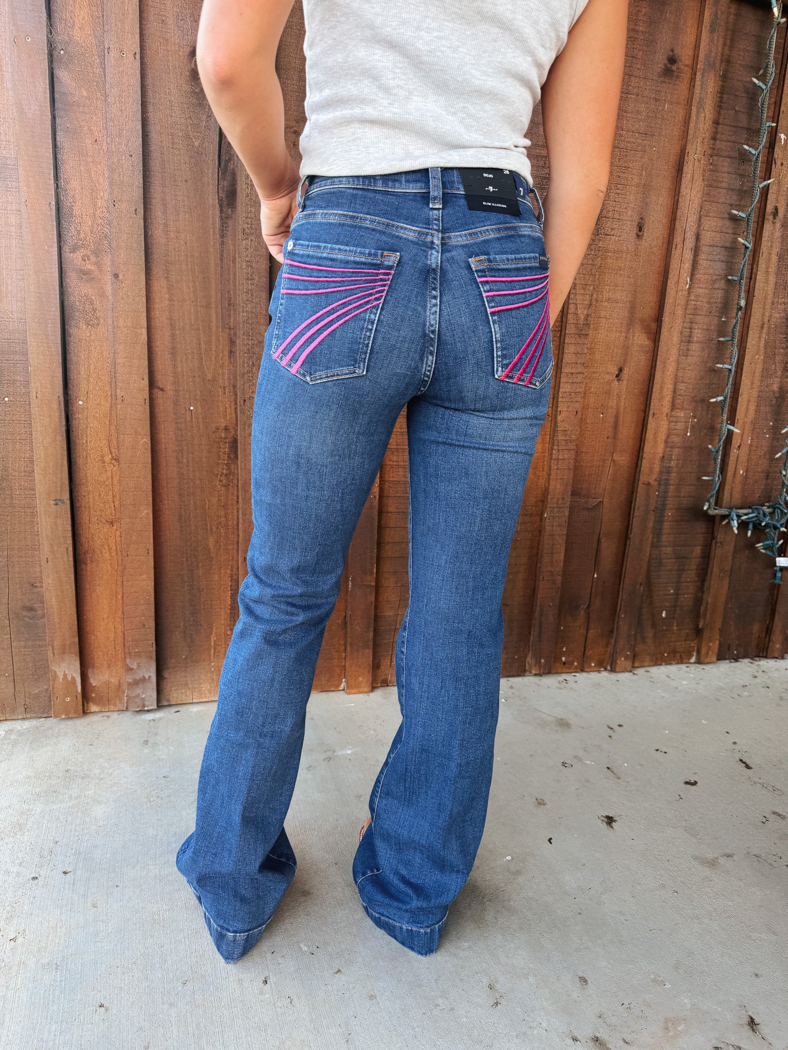 7 For All Mankind DOJO Slim Illusion Trouser Stretch Jeans | Moonwater Pink | 34"