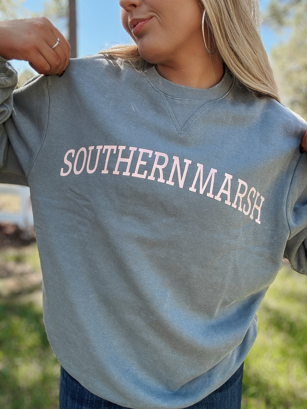 Southern Marsh | Varsity Vintage Crew Sweatshirt in Burnt Sage