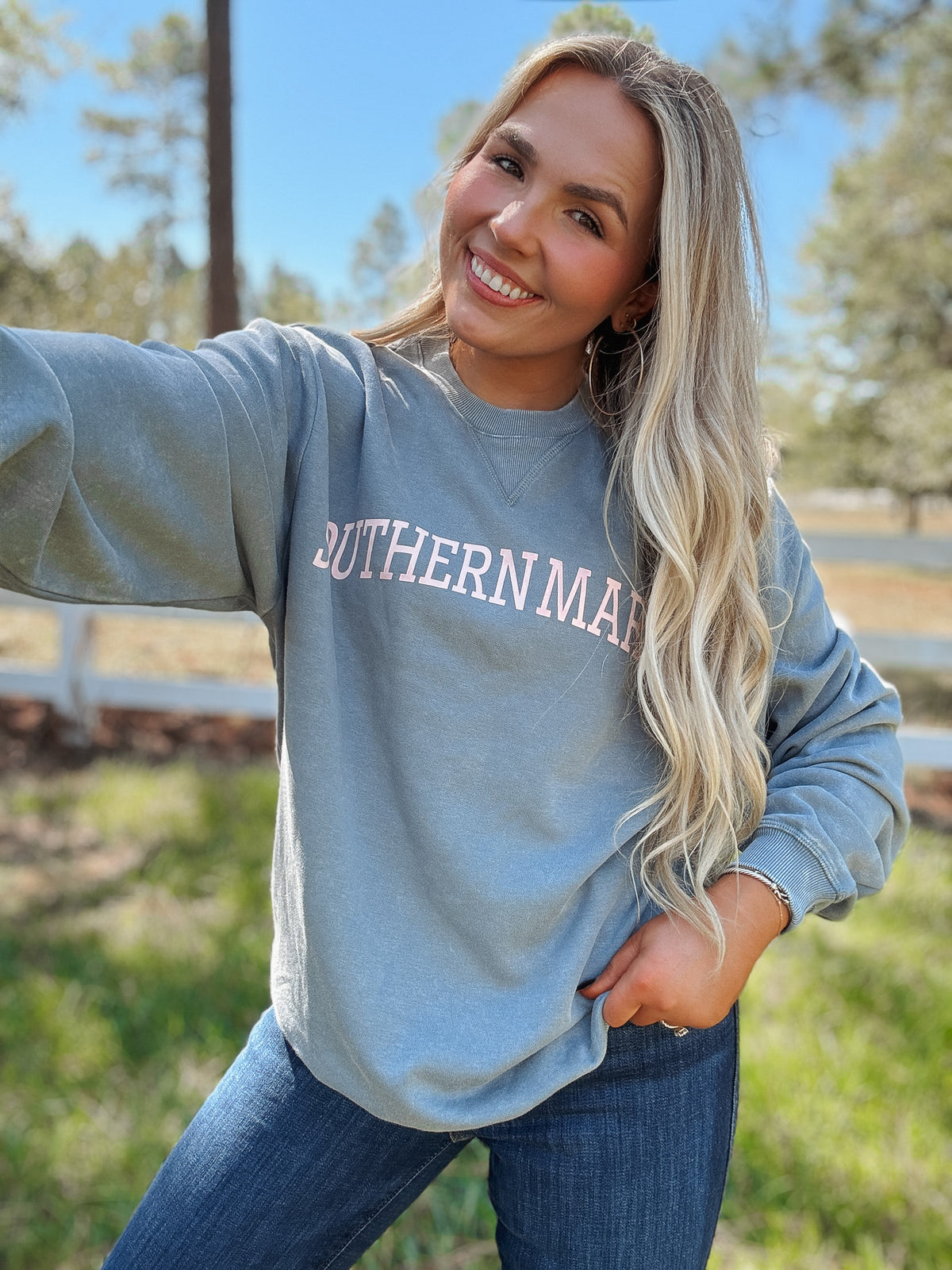Southern Marsh | Varsity Vintage Crew Sweatshirt in Burnt Sage