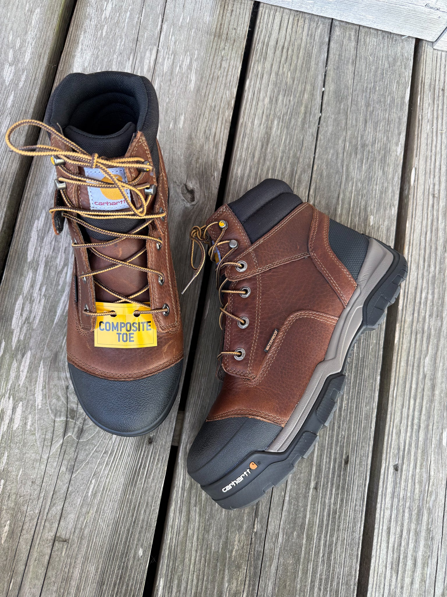 Botas de trabajo Carhartt Ground Force de 6" impermeables con puntera compuesta y cordones para hombre