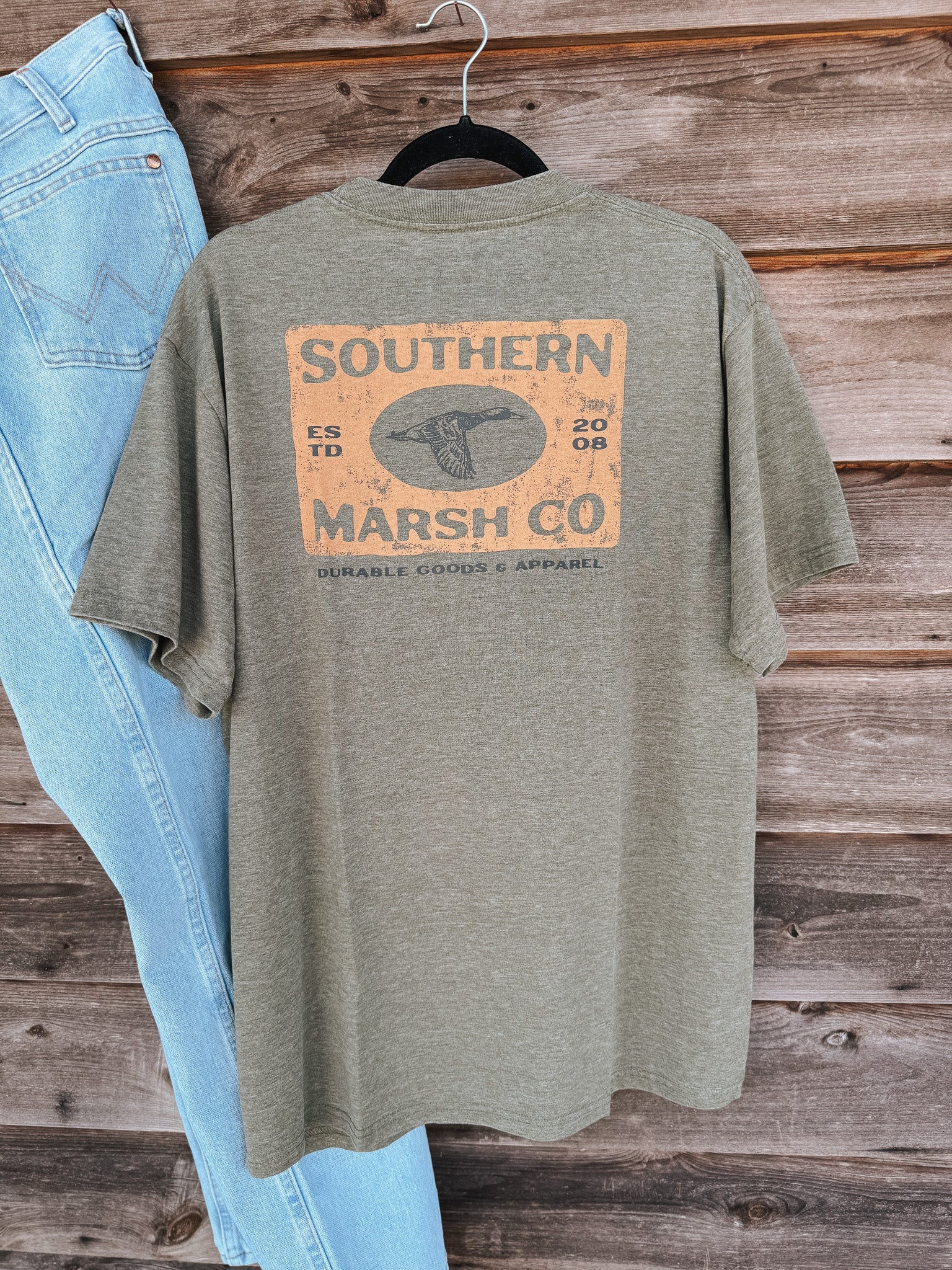 Men's Southern Marsh SEAWASH Mallard Sighting T-Shirt in Dark Olive