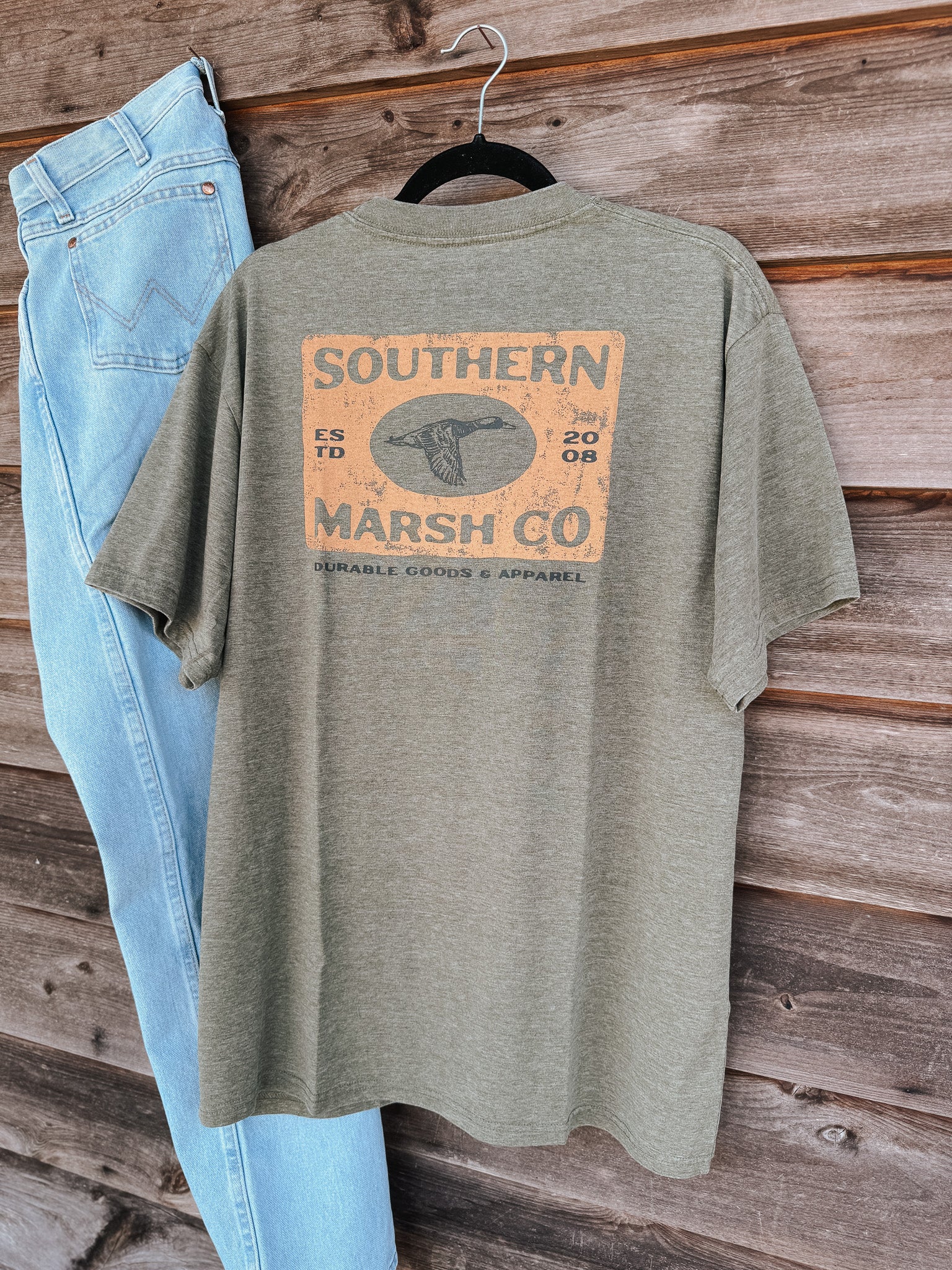 Men's Southern Marsh SEAWASH Mallard Sighting T-Shirt in Dark Olive