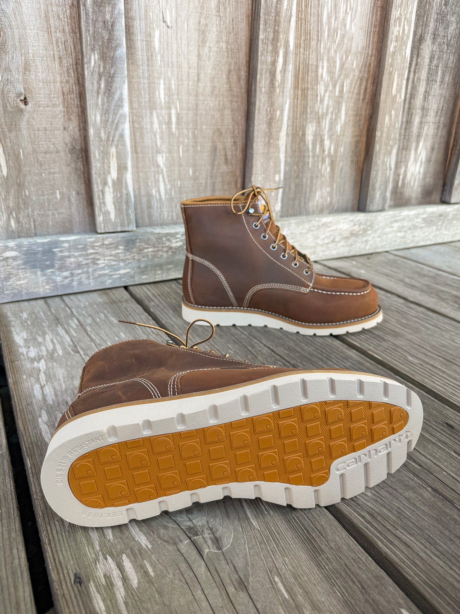 Carhartt Botas de trabajo impermeables con cordones y cuña con punta de acero de 6"