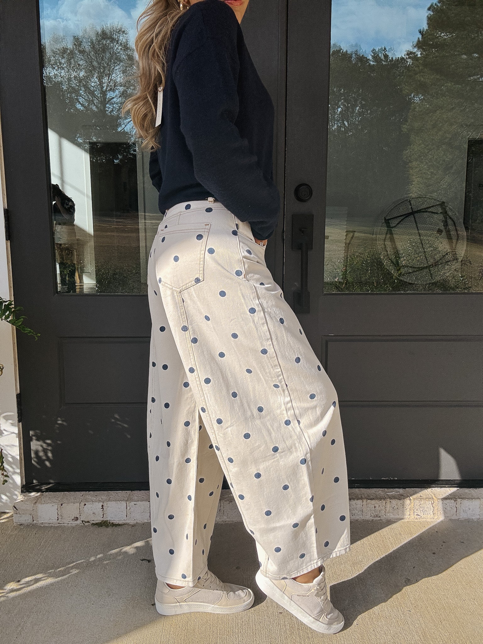 Sweet Spot Cream/Navy Polka Dot Denim