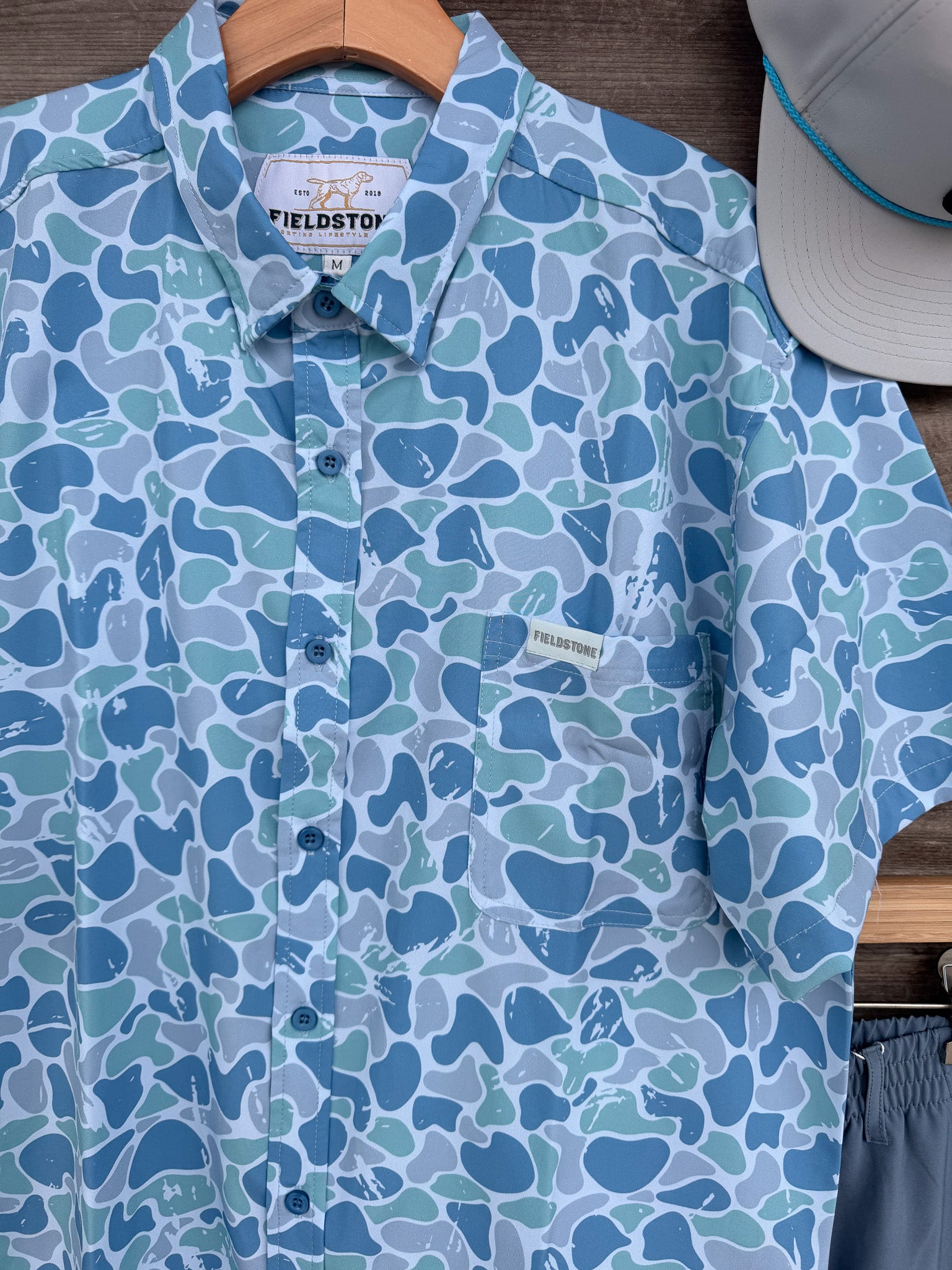 Fieldstone Saltwater Homestead Camo Button Down Shirt