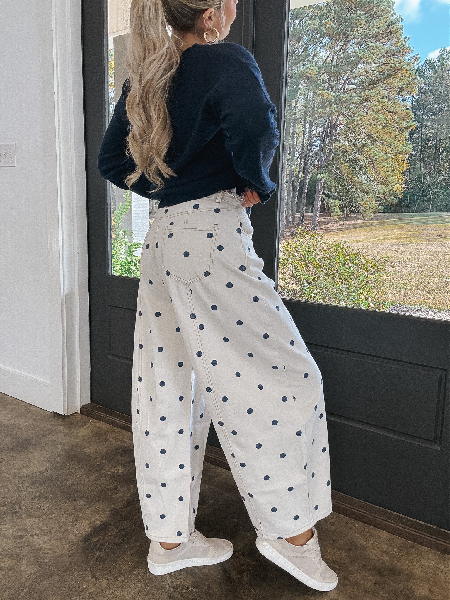 Sweet Spot Cream/Navy Polka Dot Denim