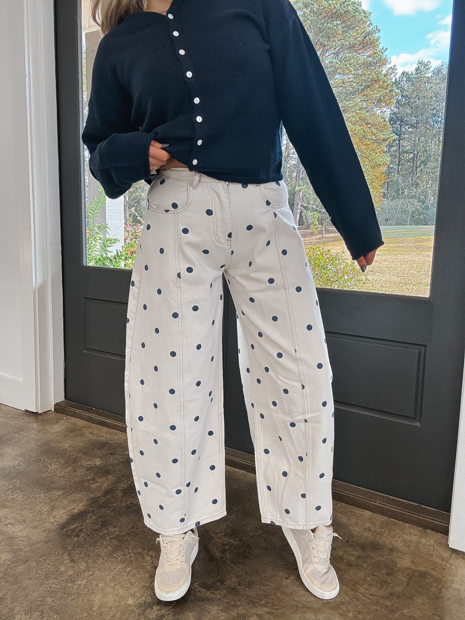 Sweet Spot Cream/Navy Polka Dot Denim