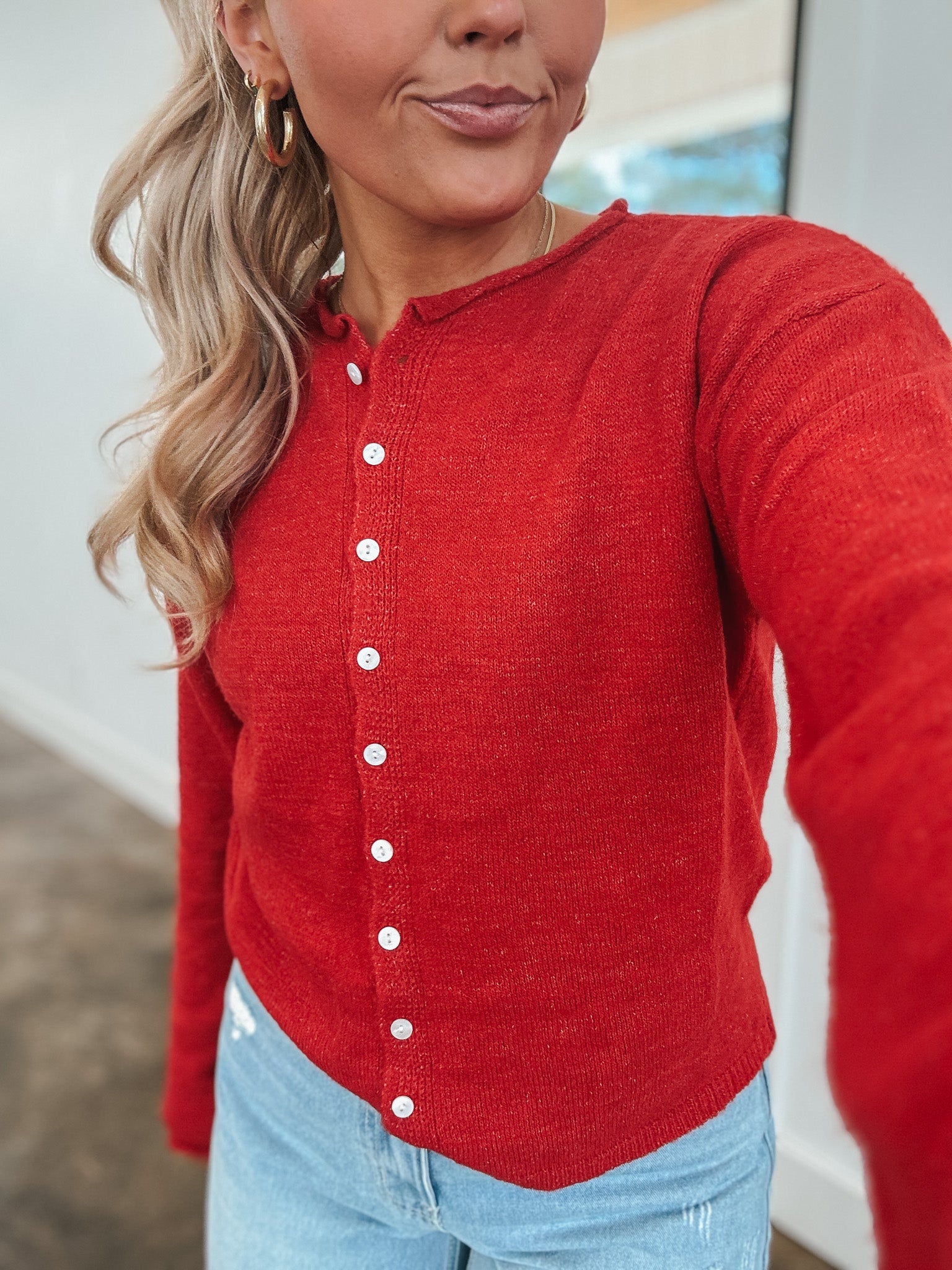 Always the Answer Red Cardigan Top