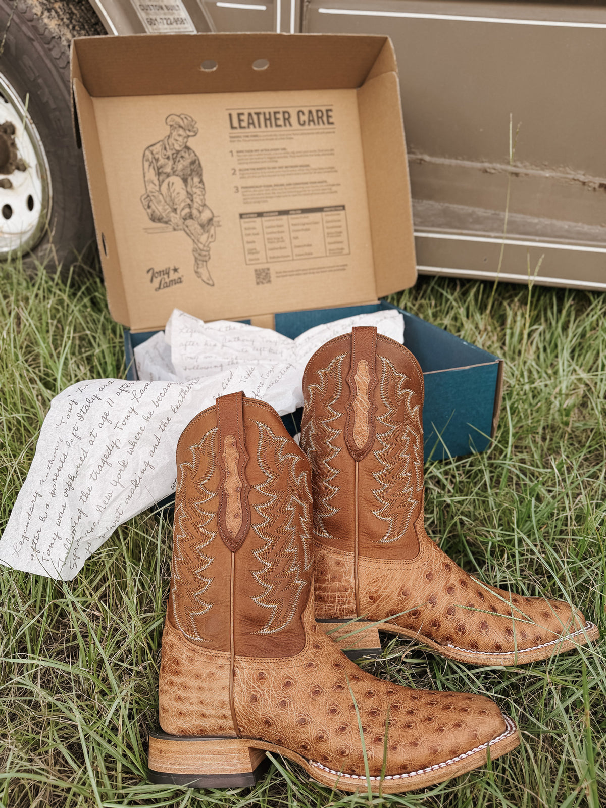 Men's Tony Lama 11" Juan Full Quill Brandy Ostrich Boots