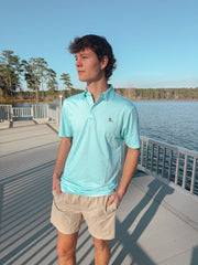 Men's Roost Mallard Polo in Aqua/White