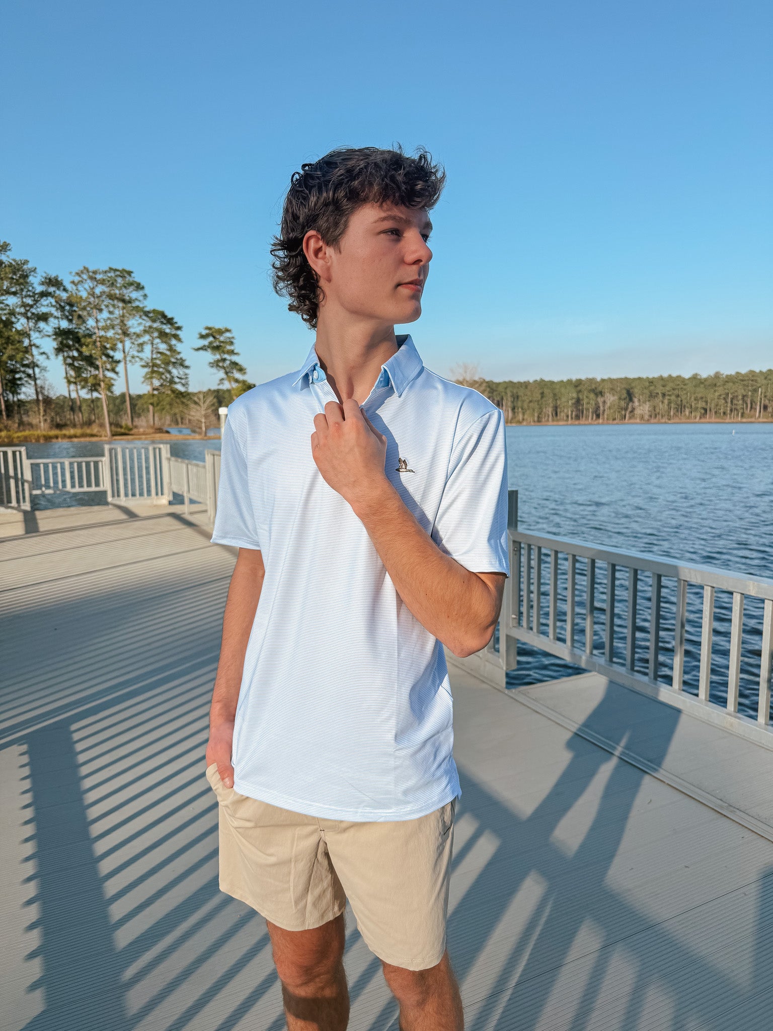 Roost The Mallard Polo in White/Blue