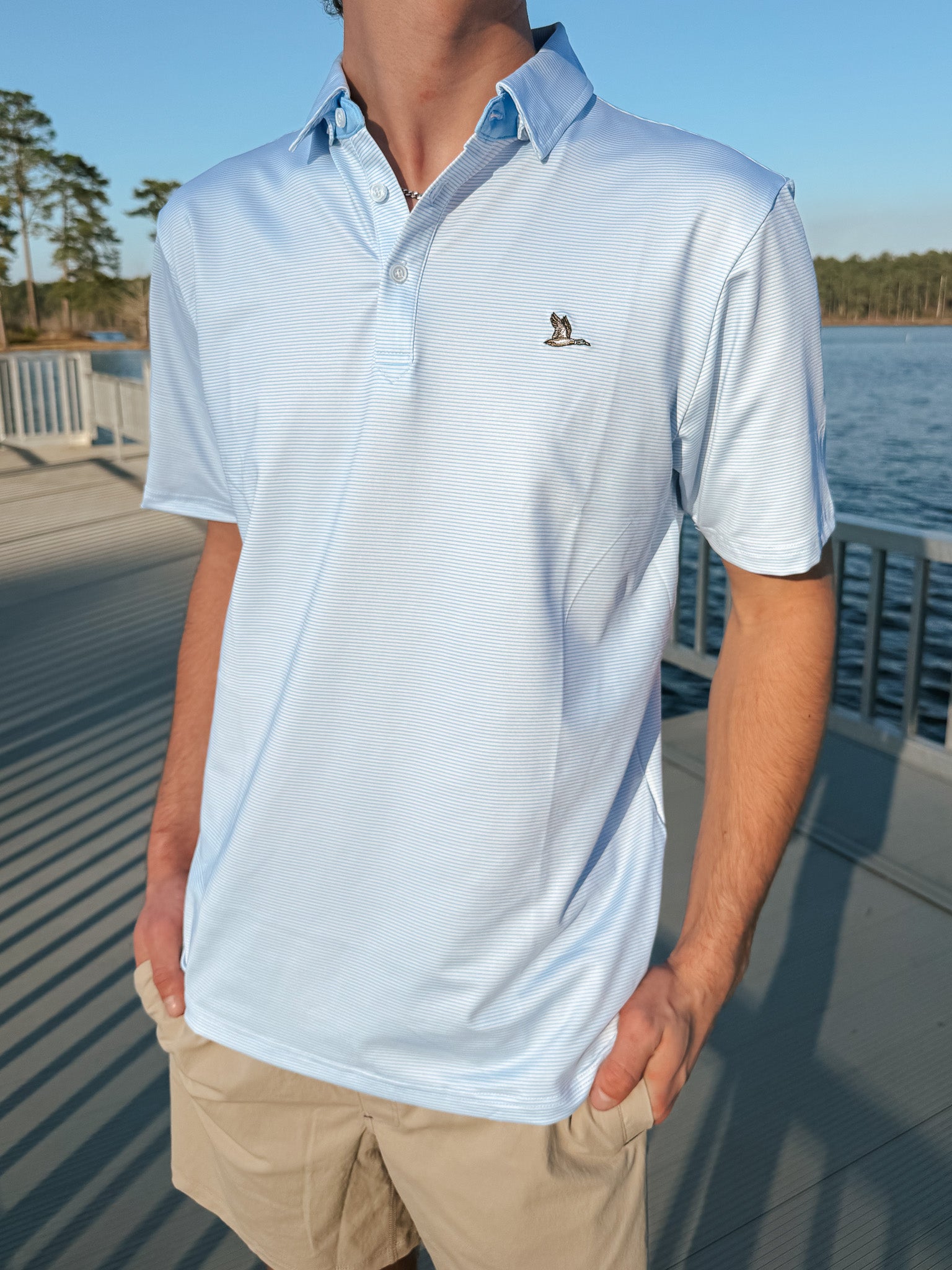 Roost The Mallard Polo in White/Blue