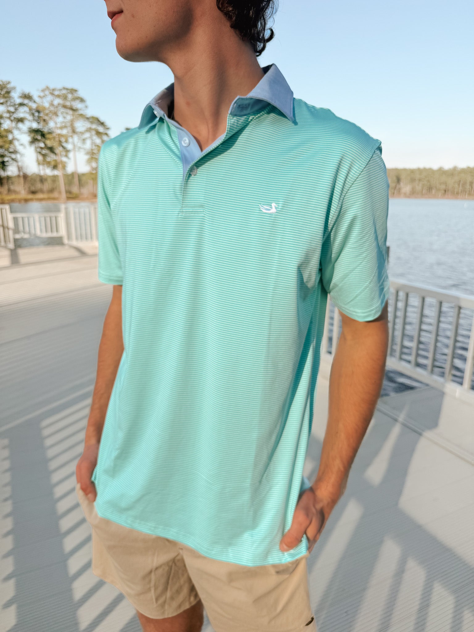 Southern Marsh Bermuda Performance Polo - Hampton Stripe