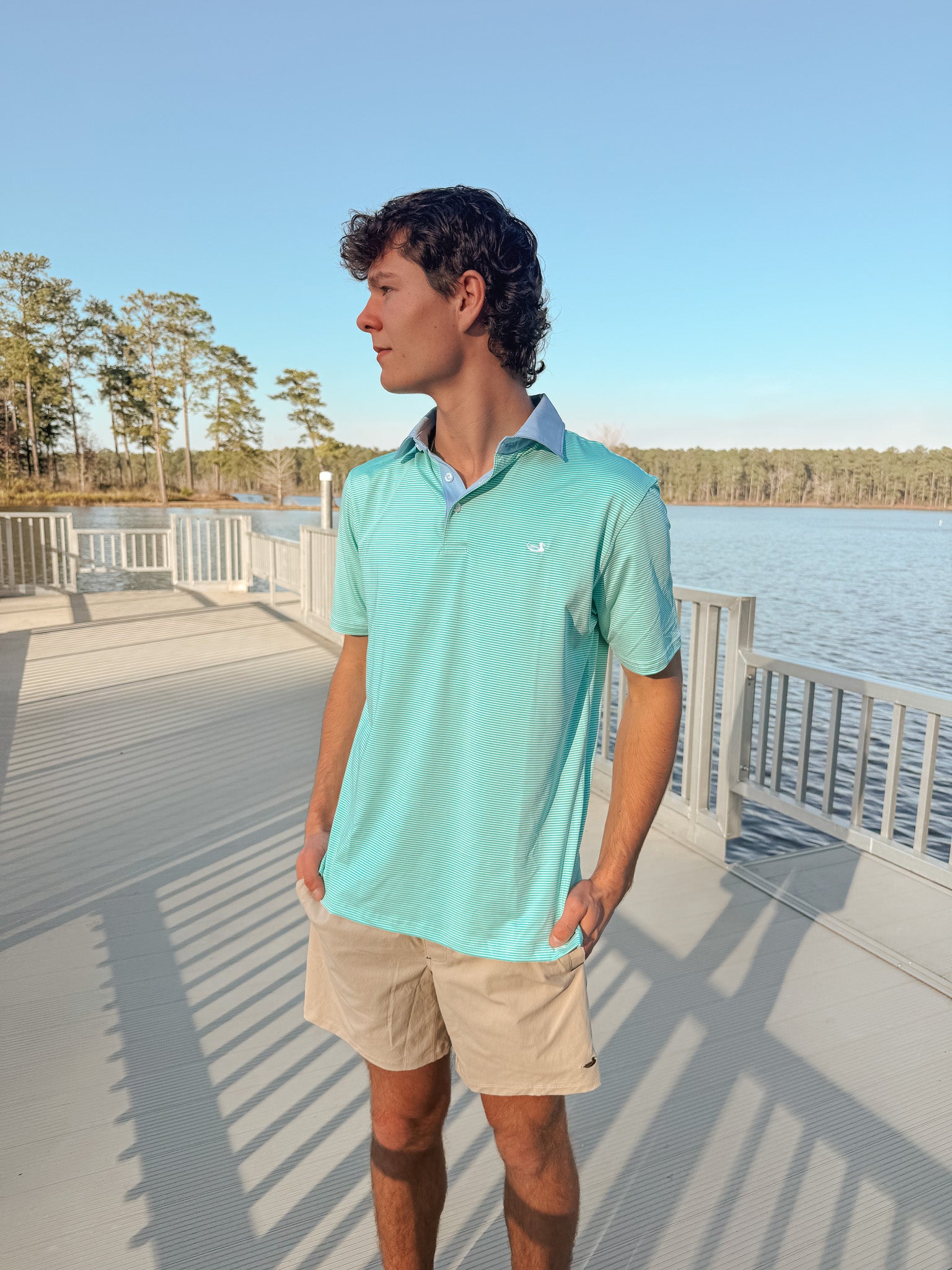 Southern Marsh Bermuda Performance Polo - Hampton Stripe