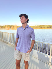 Men's Southern Marsh Newcastle Stripe Featherlight Polo in Purple