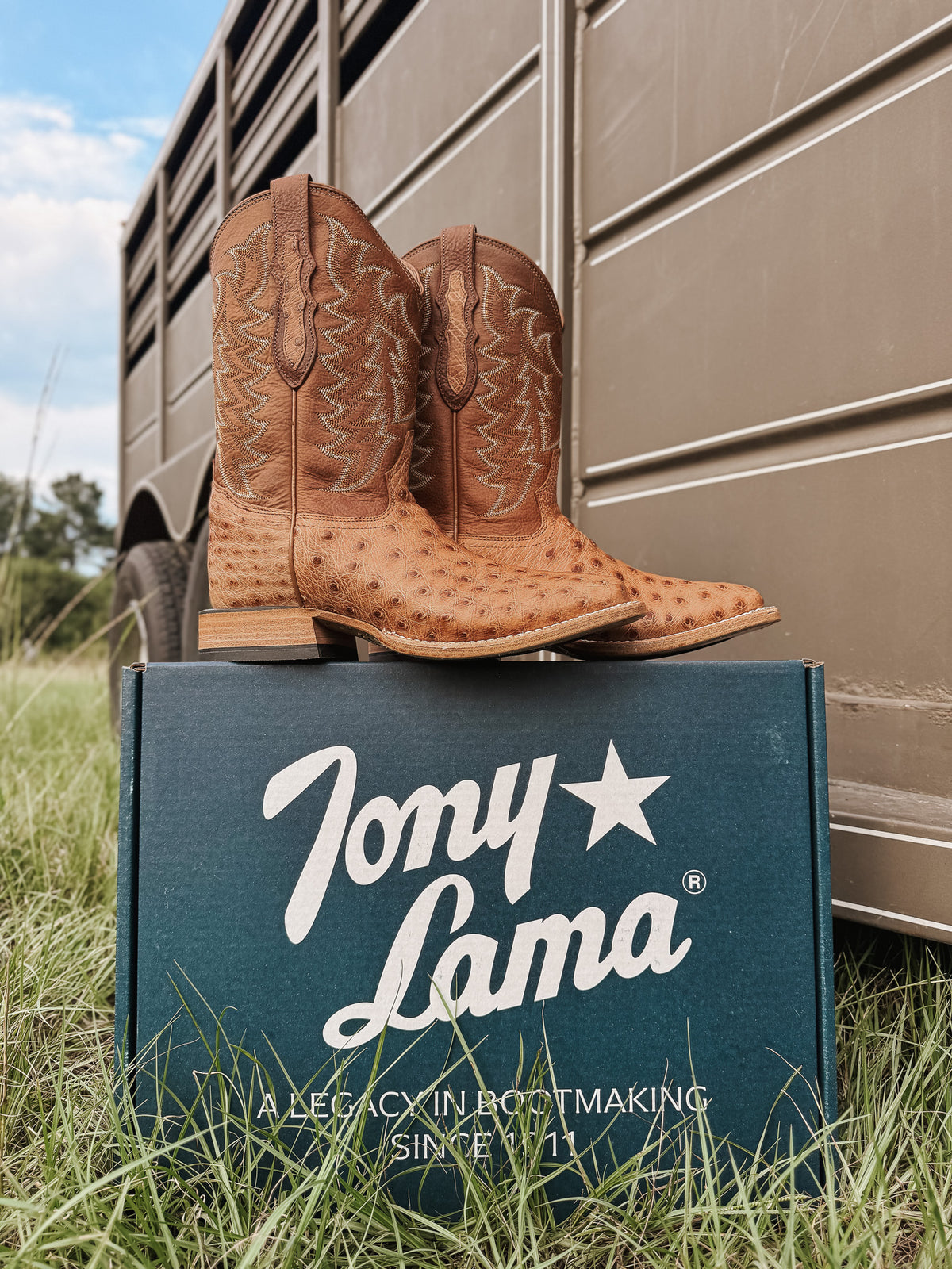 Men's Tony Lama 11" Juan Full Quill Brandy Ostrich Boots