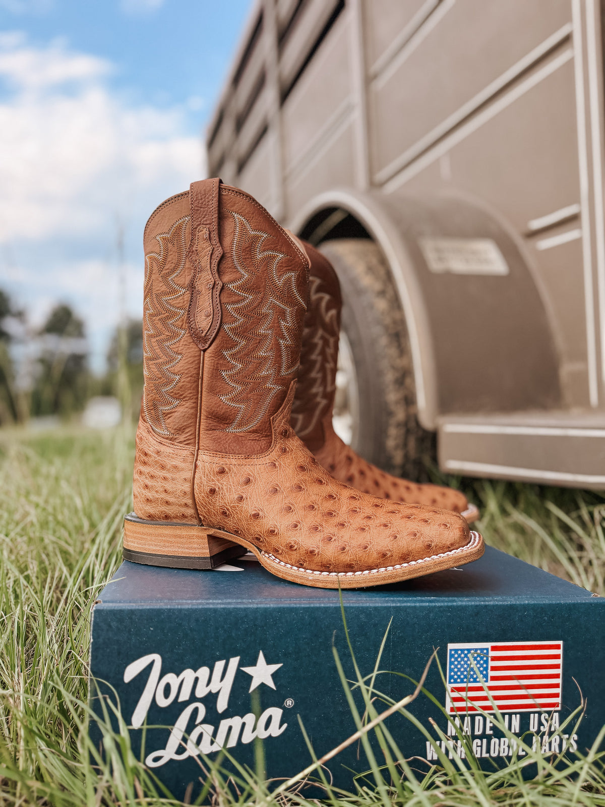 Men's Tony Lama 11" Juan Full Quill Brandy Ostrich Boots