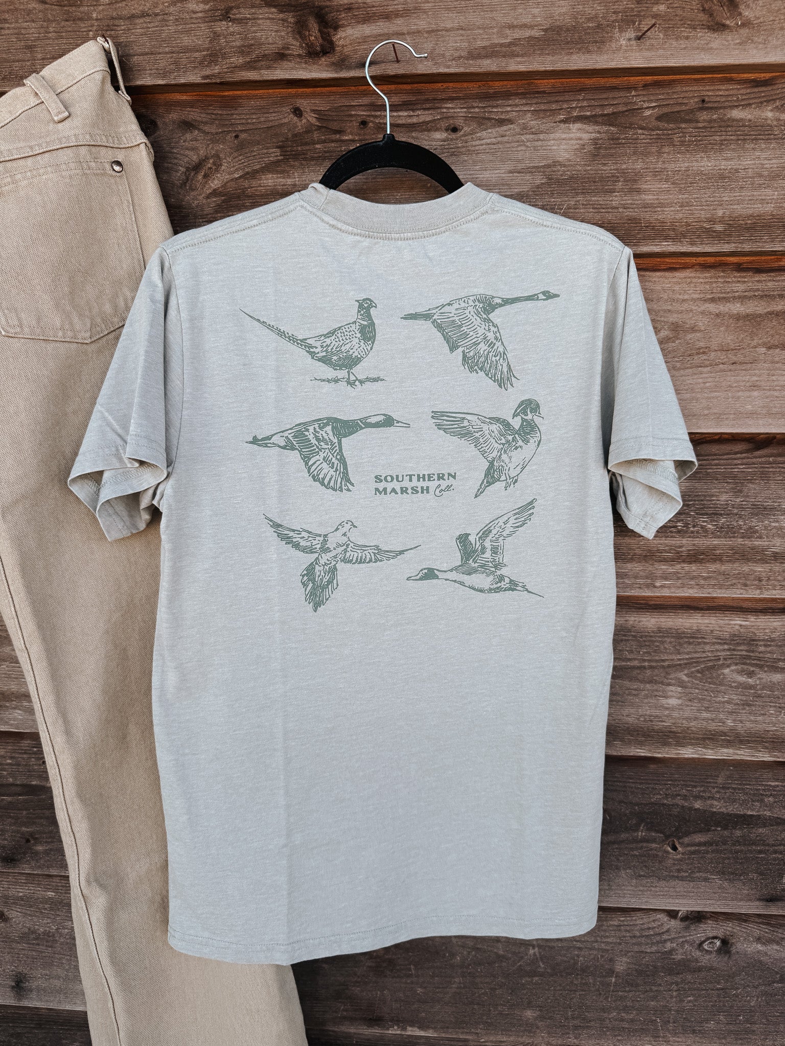 Men's Southern Marsh SEAWASH Field Sketches T-Shirt in Light Gray