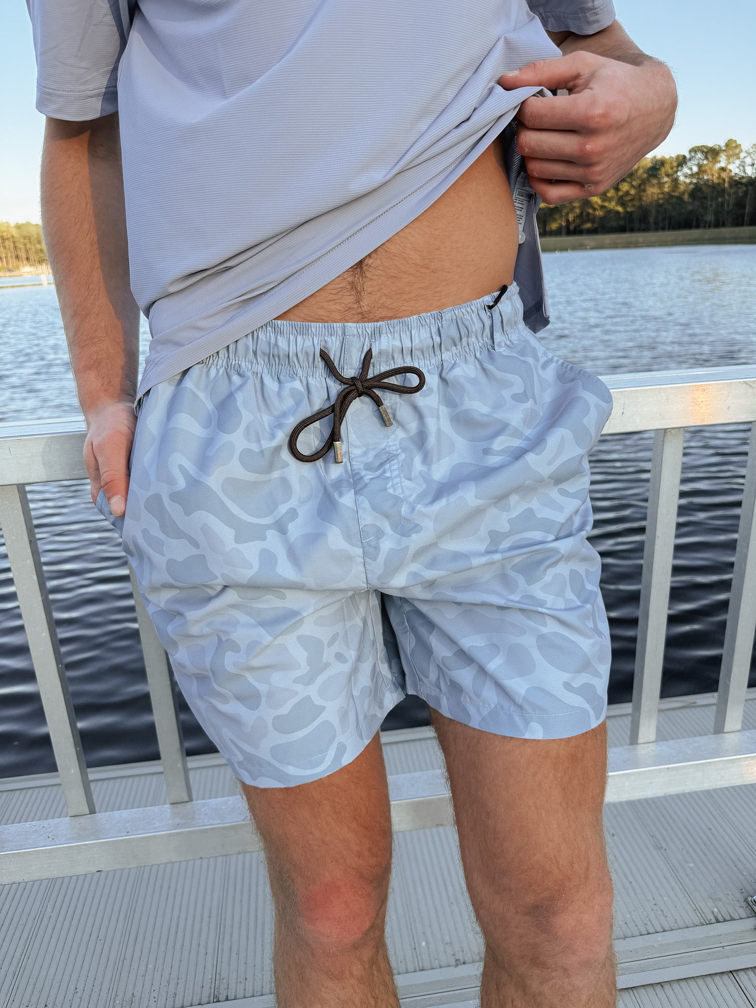 Men's Southern Marsh La Costa Lined Swim Trunk in Washed Slate Camo