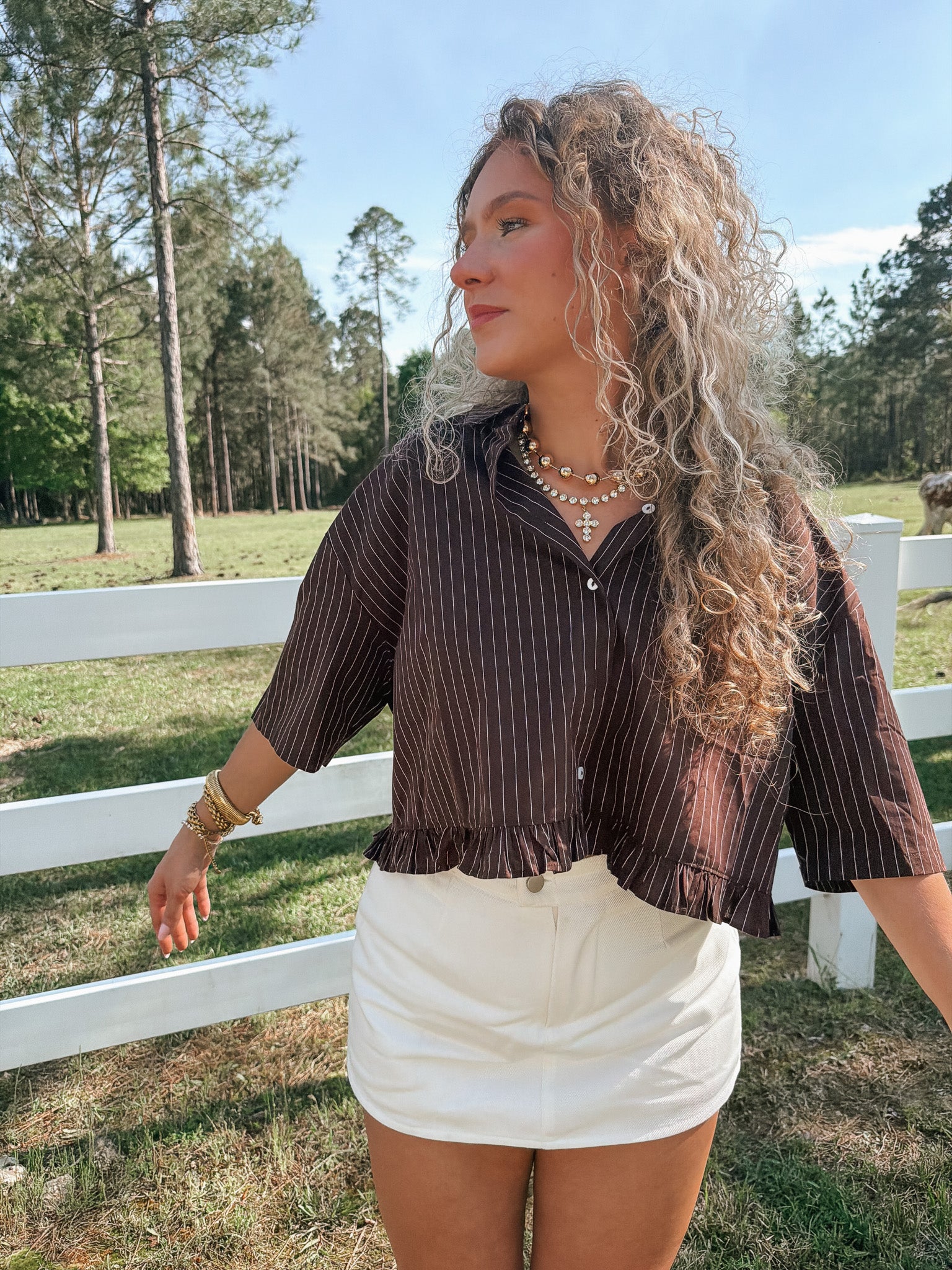 Call Me Later Denim Skirt in White
