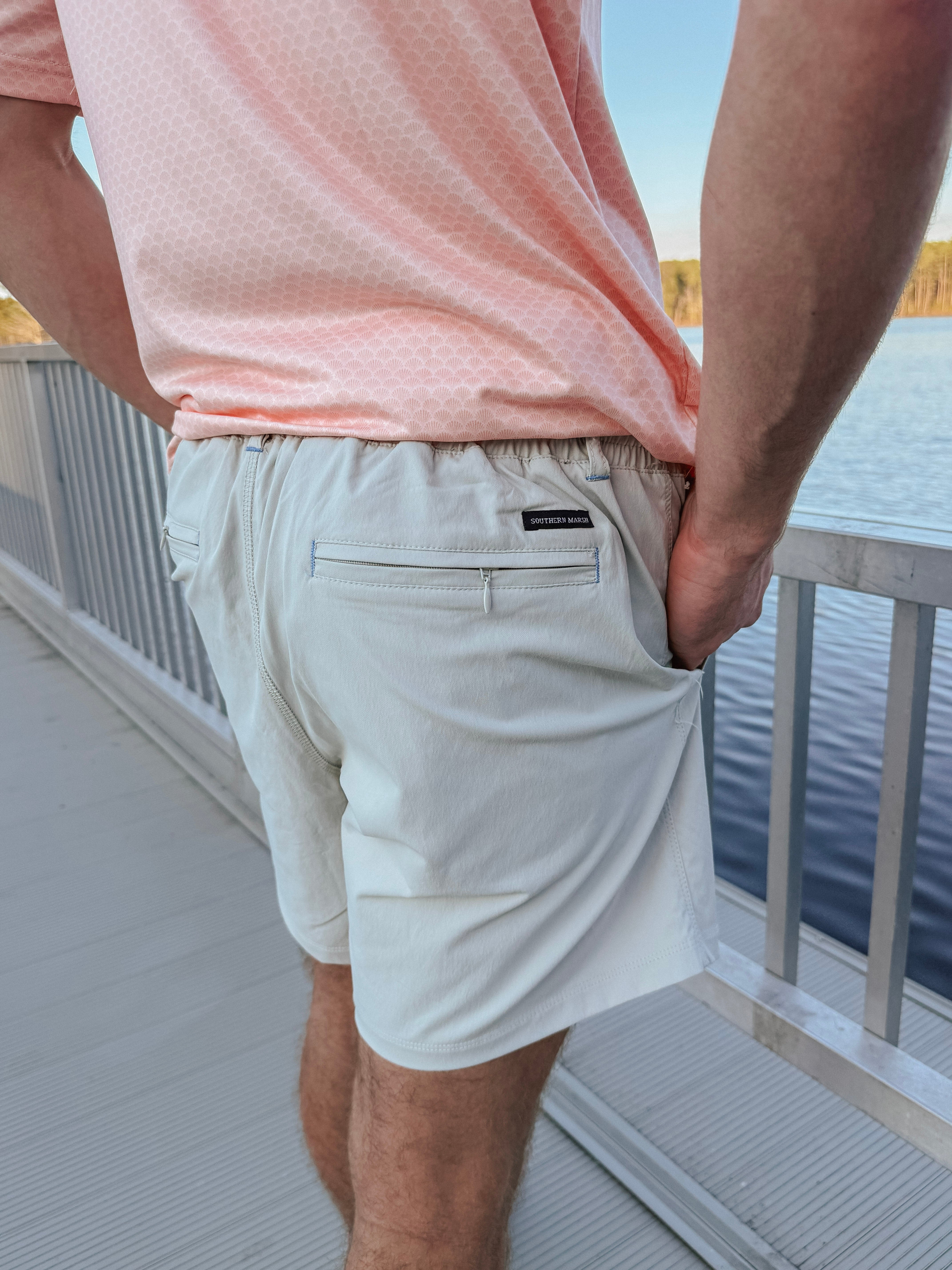 Southern Marsh Men's Billfish Lined Performance Short in Light Gray