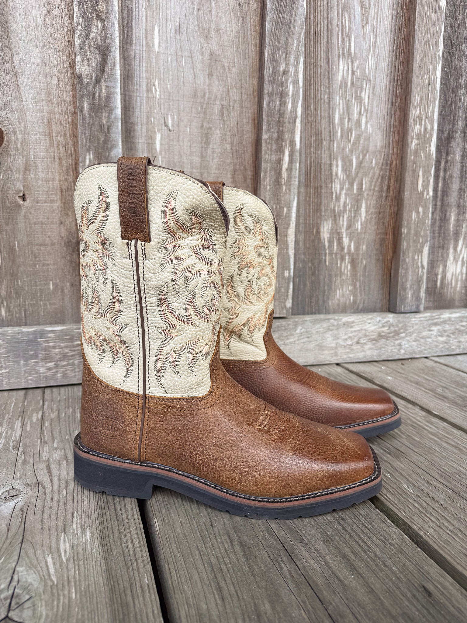 BOTA DE TRABAJO SUPERIOR CREMA JUSTIN DRILLER PARA HOMBRE 