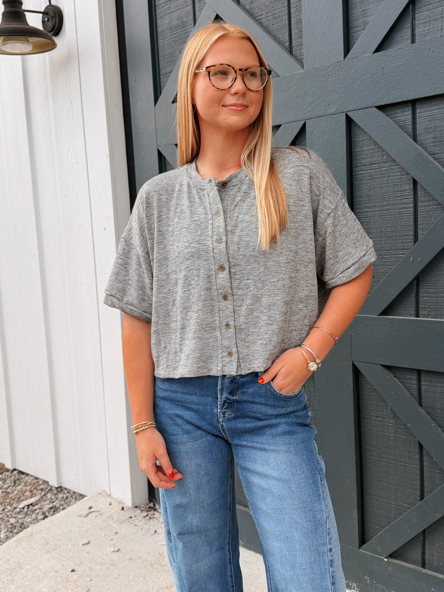 Easy Living Knit Button Top